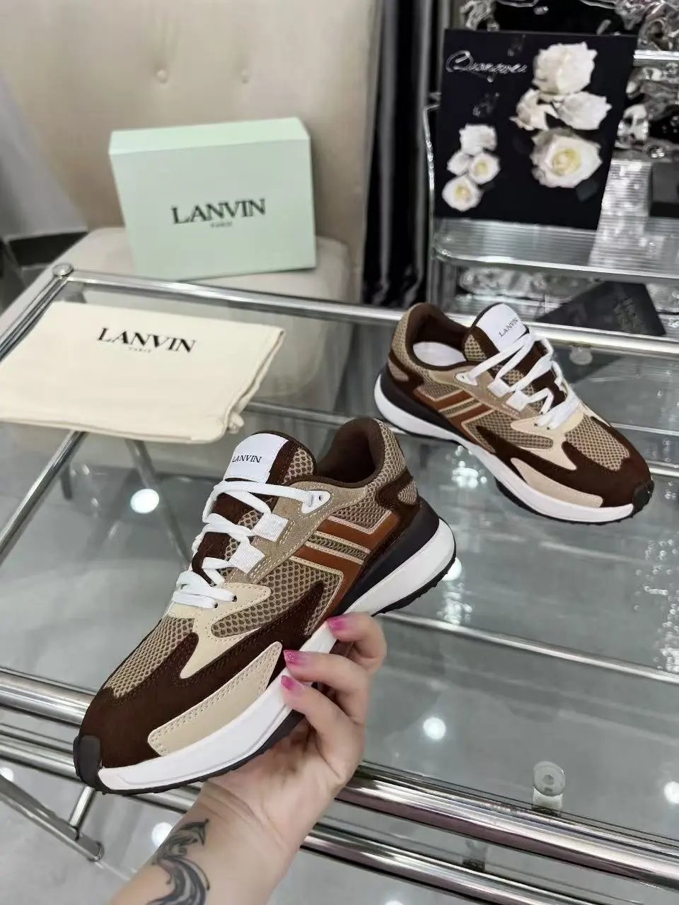 Lanvin Clay Sneakers Brown - Gallery Image 7 - Detailed View