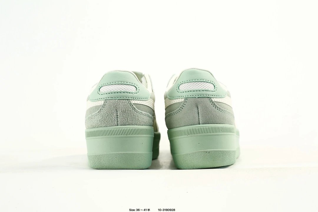 Retro Suede Low Top Sneakers with T-Toe Sage Green - Gallery Image 7 - Detailed View