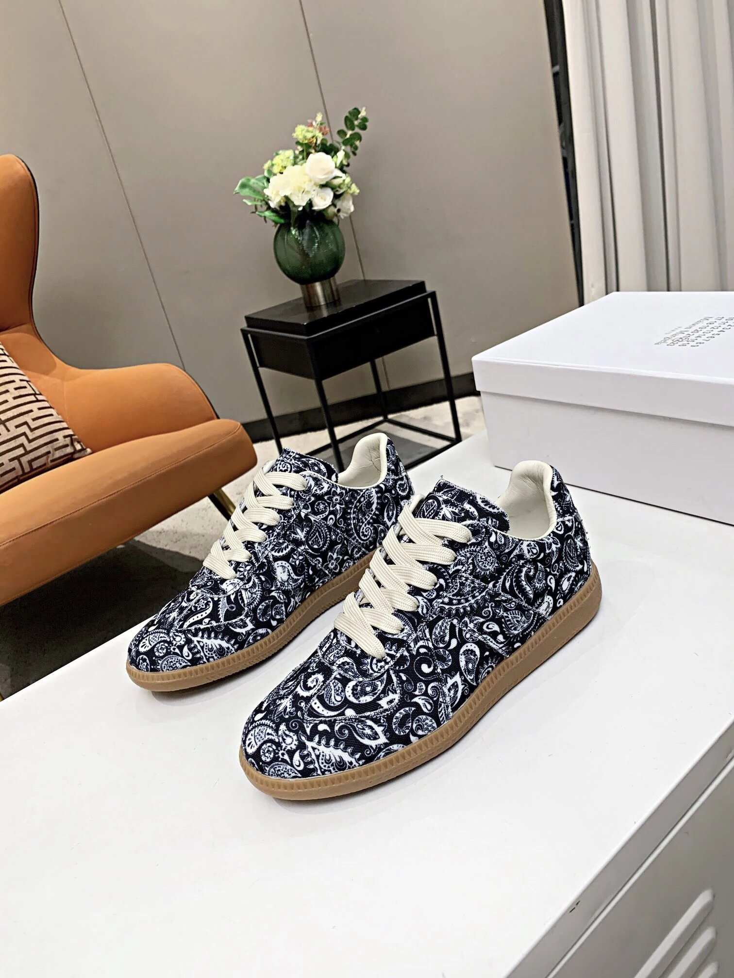 Maison Margiela MM6 Paisley Trainers Blue - Gallery Image 8 - Detailed View
