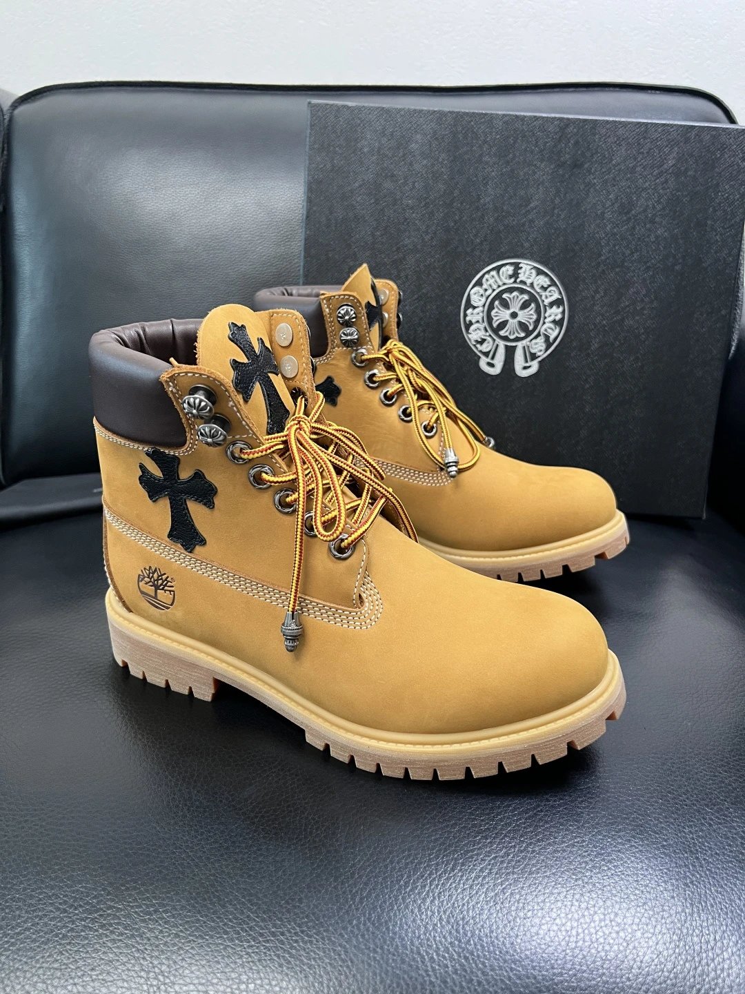 Luxury Leather Work Boots Amber Brown - Gallery Image 1 - Detailed View