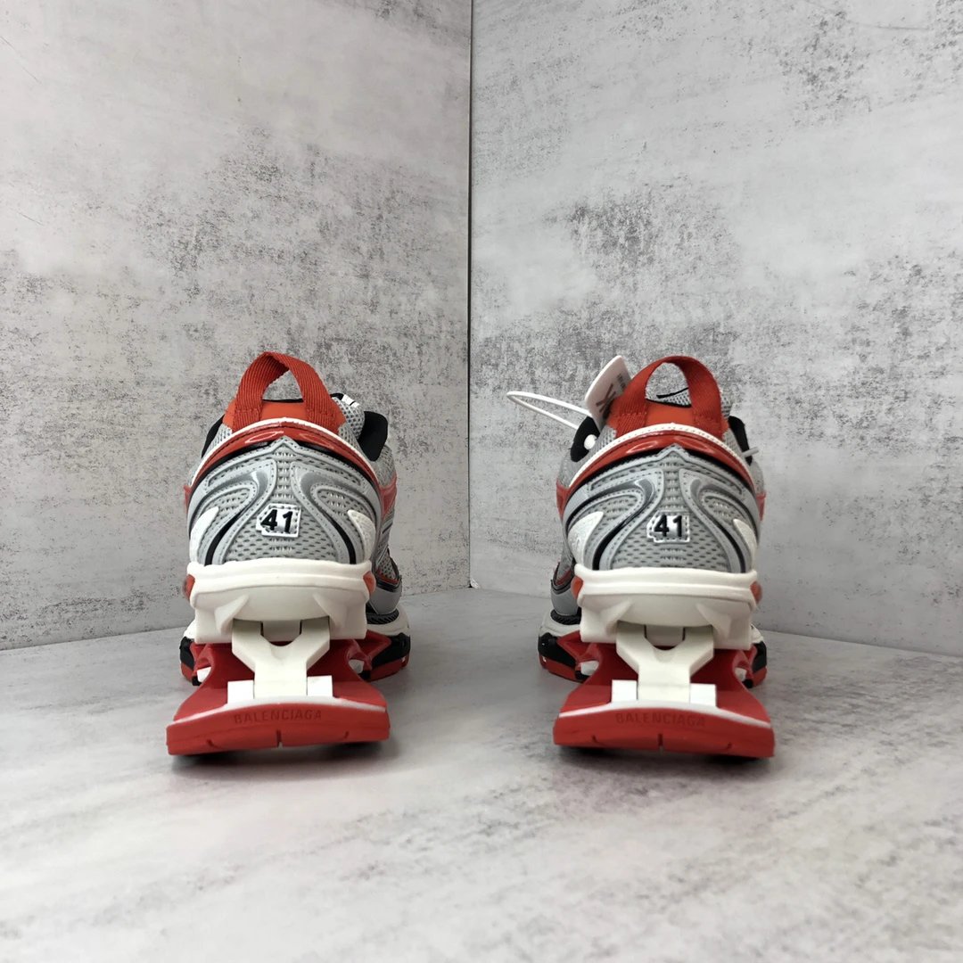 Mesh X-Pander Dad Sneakers with Spring Heel Silver Red - Gallery Image 5 - Detailed View