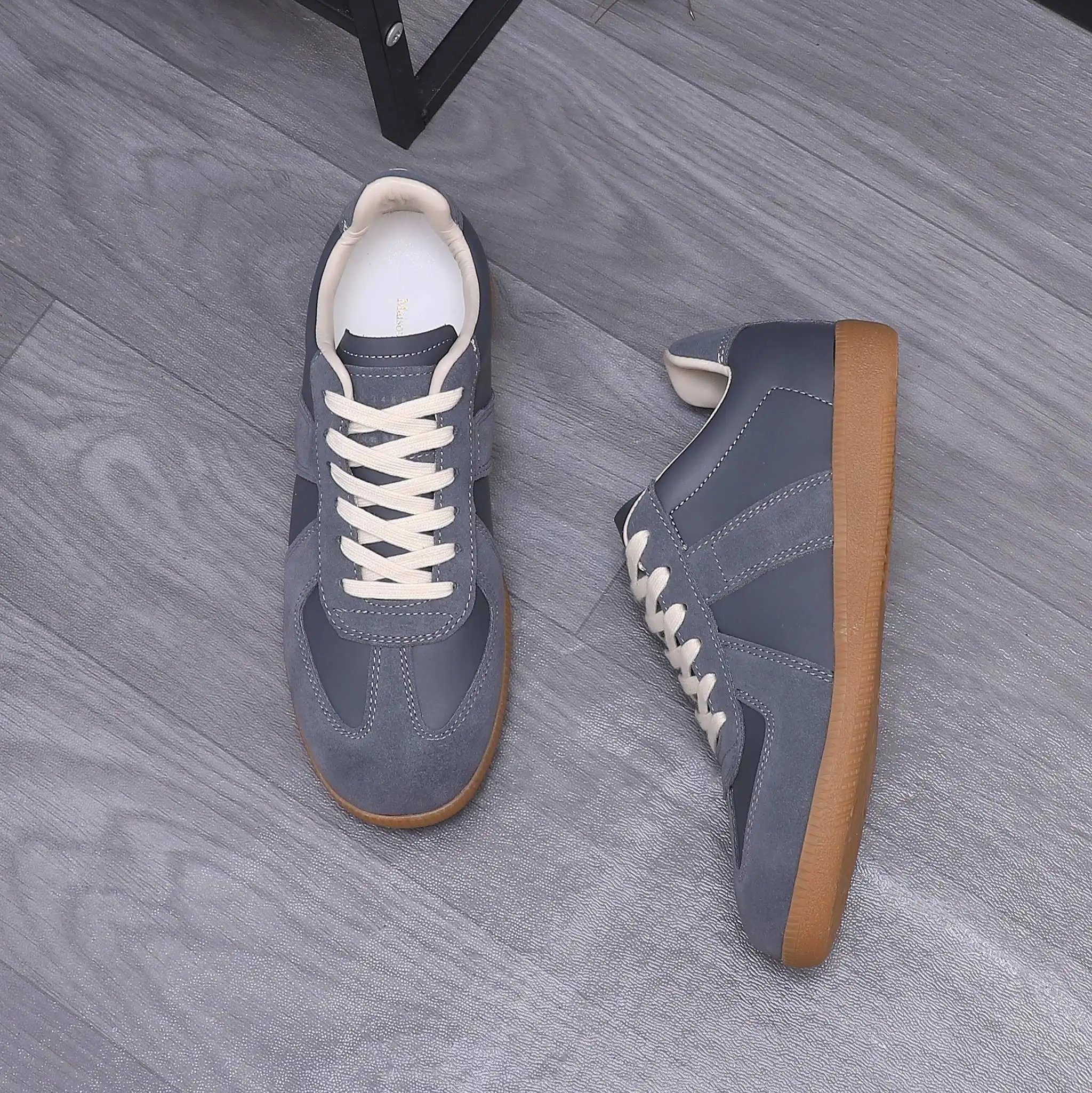 Maison Margiela Leather Sneakers Grey - Gallery Image 5 - Detailed View
