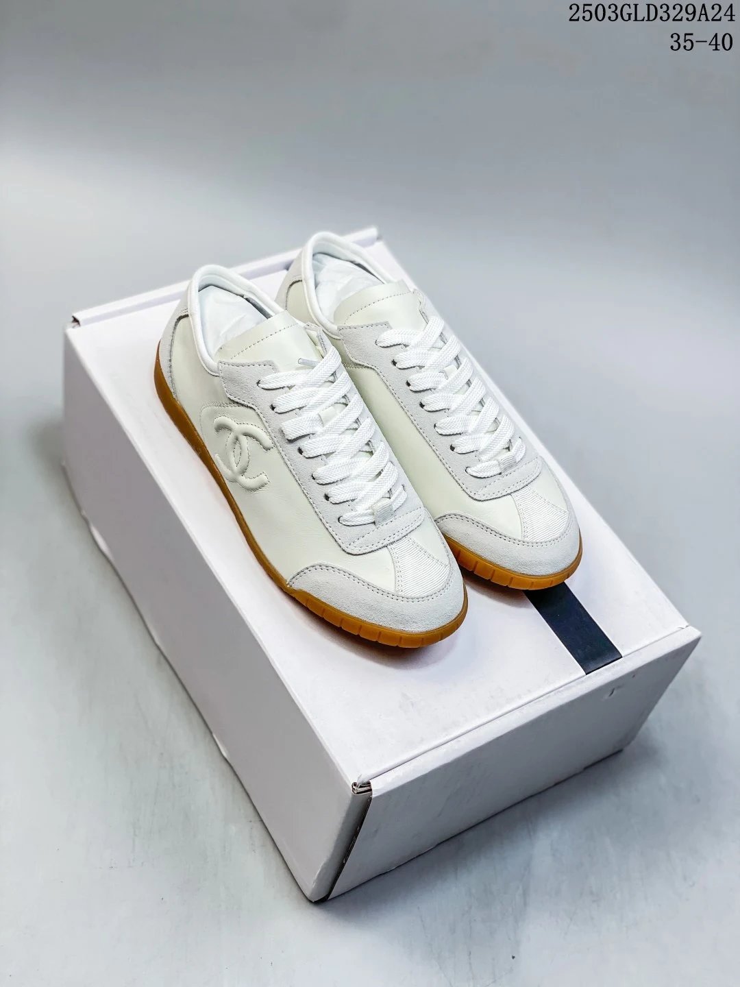 Classic Quilted Trainer Sneakers Space Leather Ivory - Gallery Image 6 - Detailed View