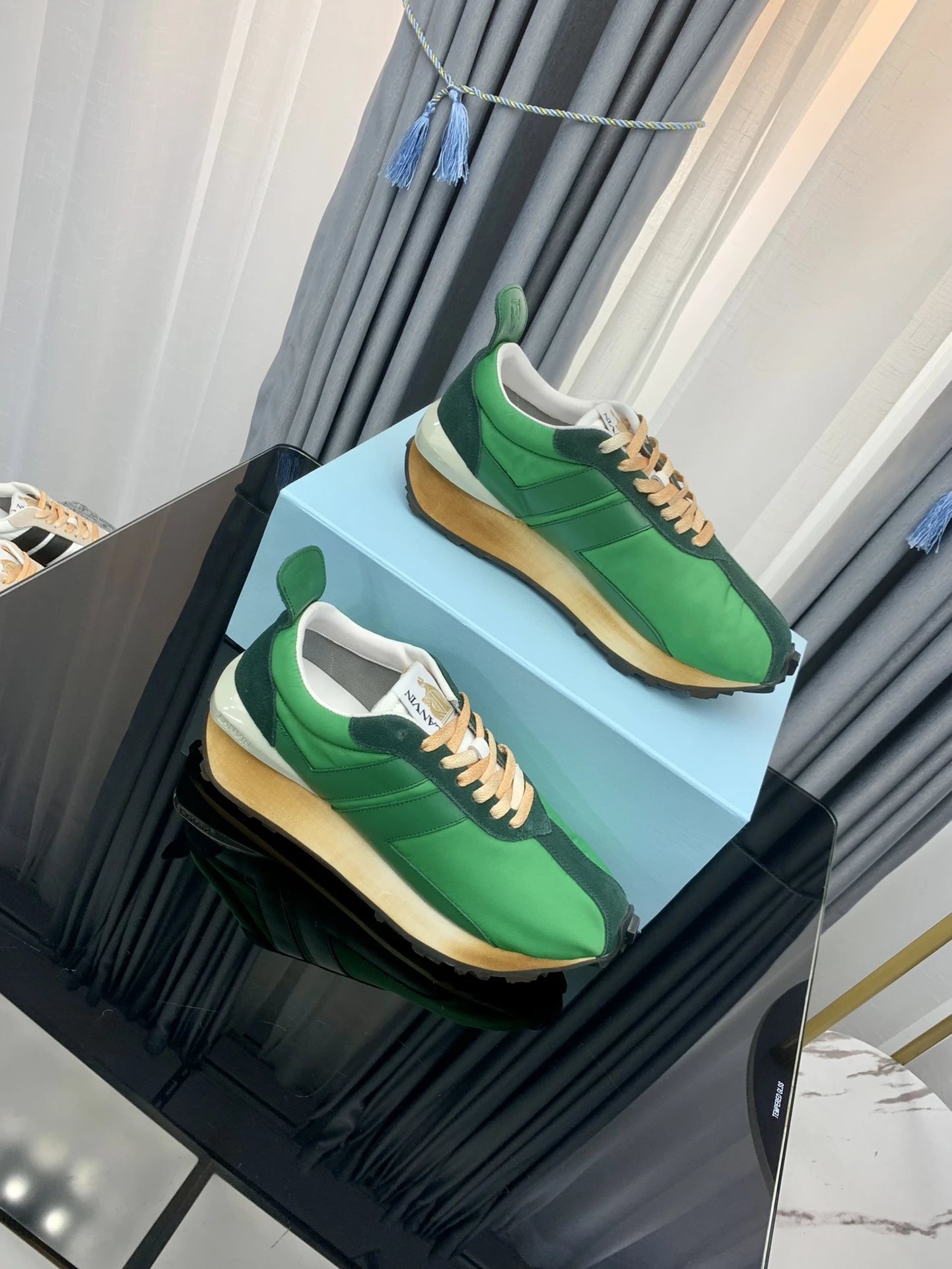 Lanvin Retro Sneakers Green - Gallery Image 3 - Detailed View