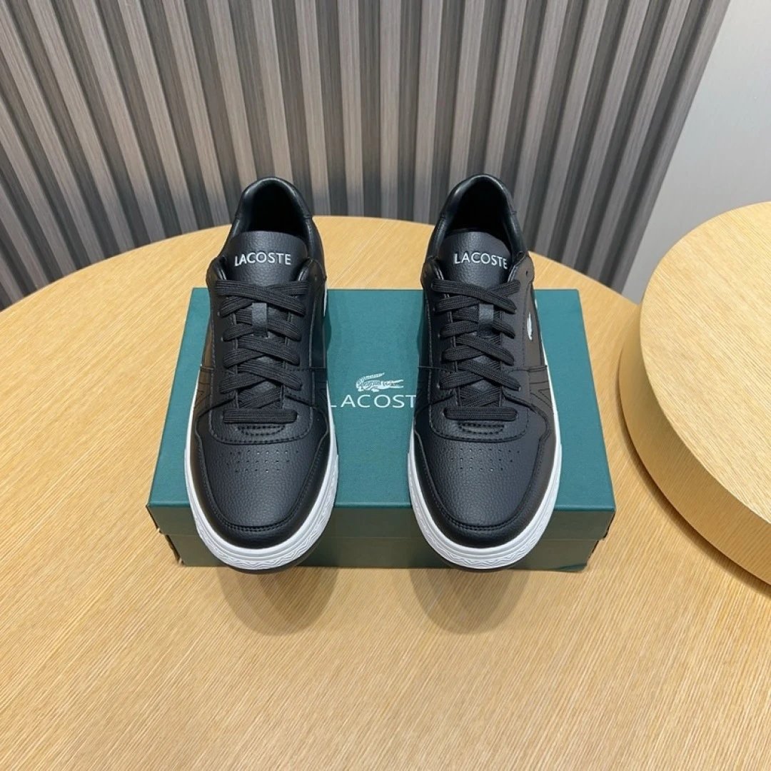 Lacoste Black Leather Sneakers - Gallery Image 2 - Detailed View