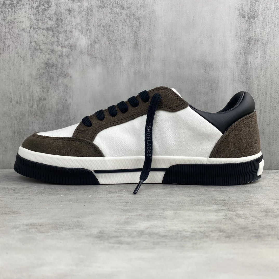 Low Vulcanized Canvas Sneakers Suede Trim White Mocha - Gallery Image 7 - Detailed View