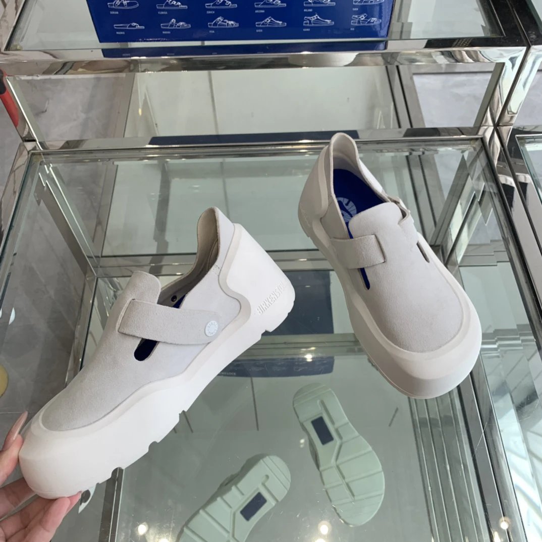 Ergonomic Suede Slip-On Loafers with Buckle Dove Grey - Gallery Image 3 - Detailed View