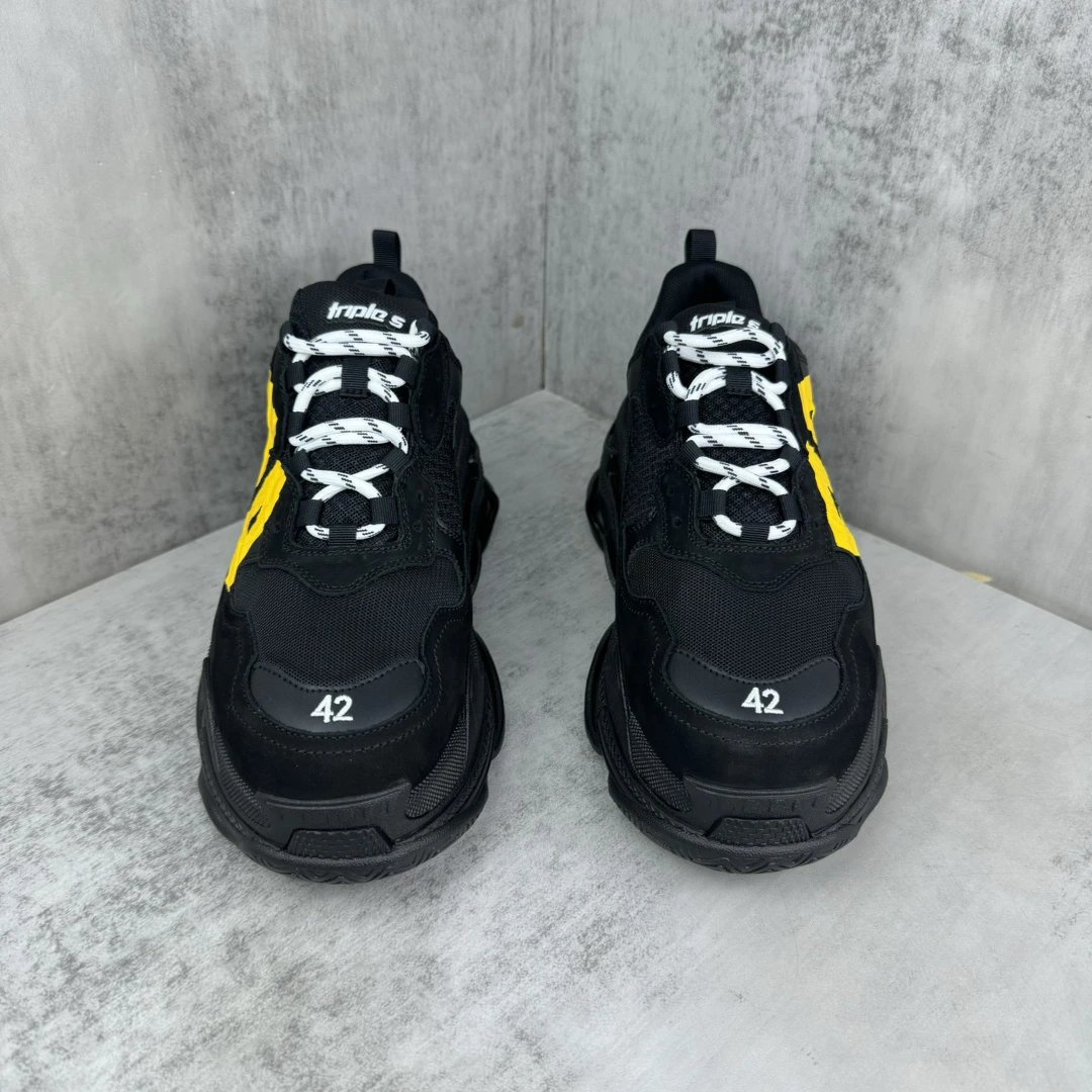 Chunky Mesh Dad Sneakers with TPU Sole Black Yellow - Gallery Image 4 - Detailed View