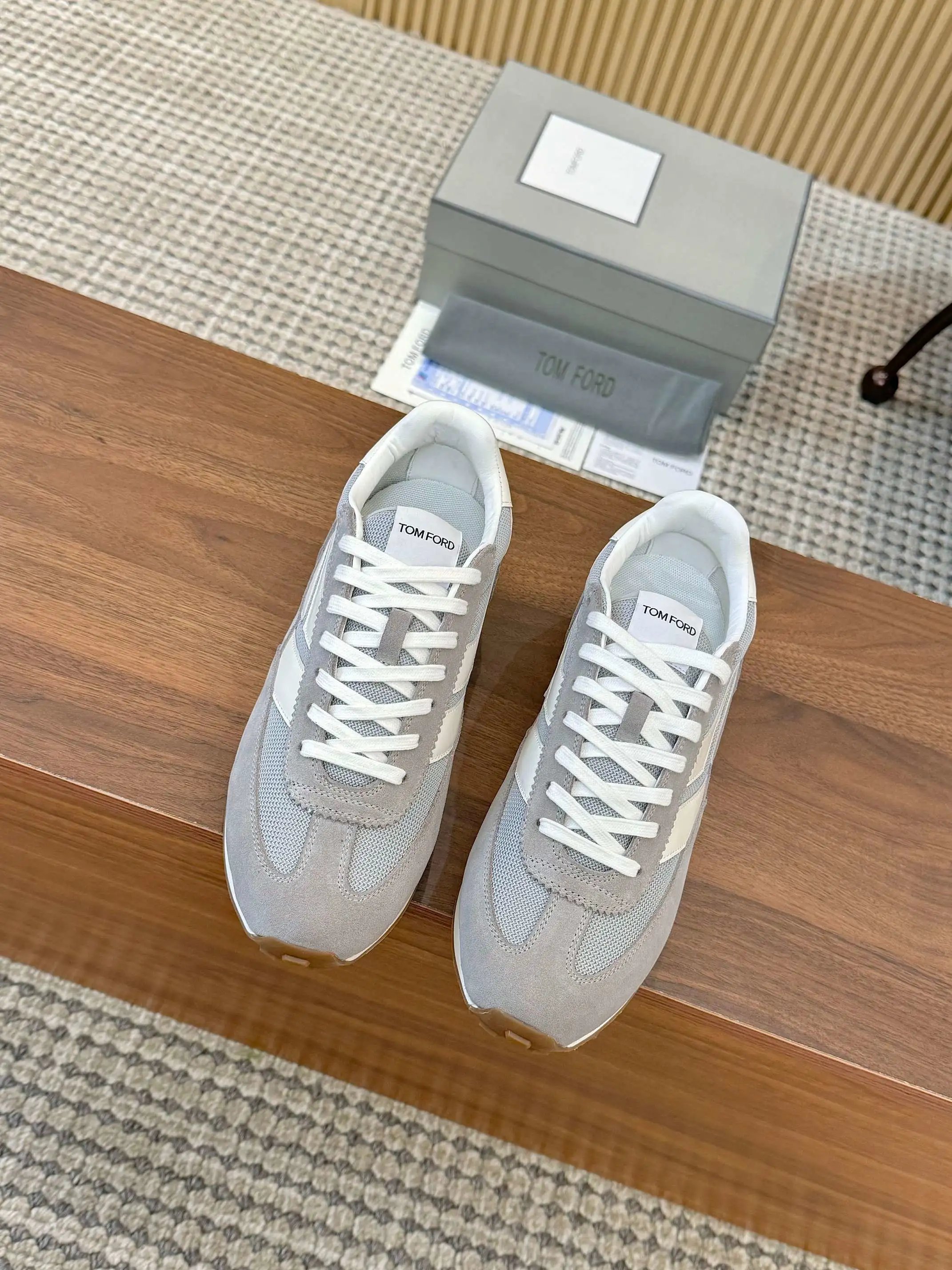 Retro Suede Mesh Low Top Sneakers Ash Grey - Gallery Image 5 - Detailed View