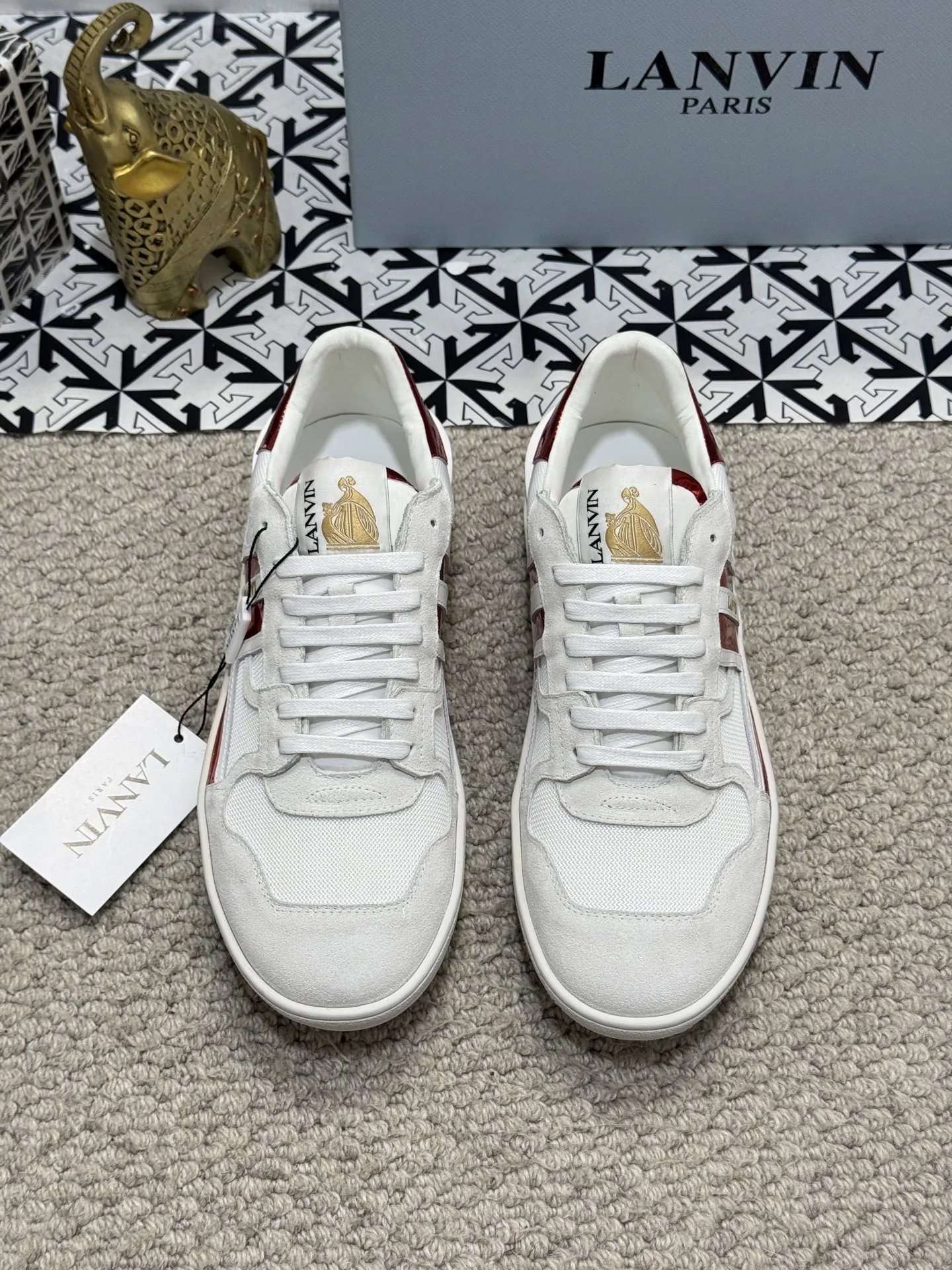 Lanvin Bumper Sneakers White Red - Gallery Image 2 - Detailed View