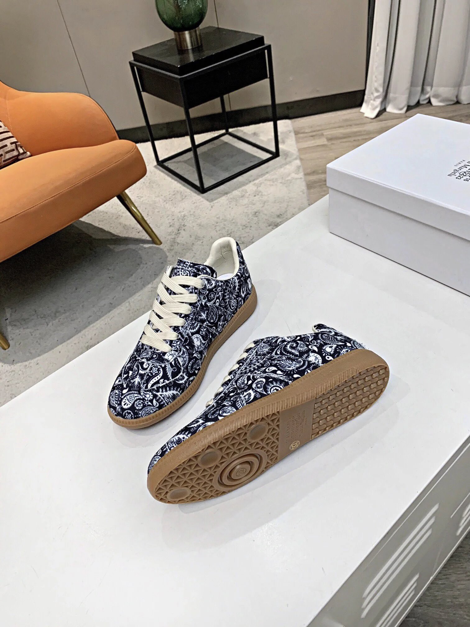 Maison Margiela MM6 Paisley Trainers Blue - Gallery Image 9 - Detailed View