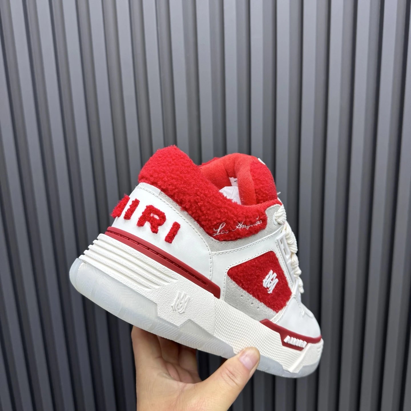 Low Top Leather Sneakers Retro Style Crimson Red - Gallery Image 4 - Detailed View