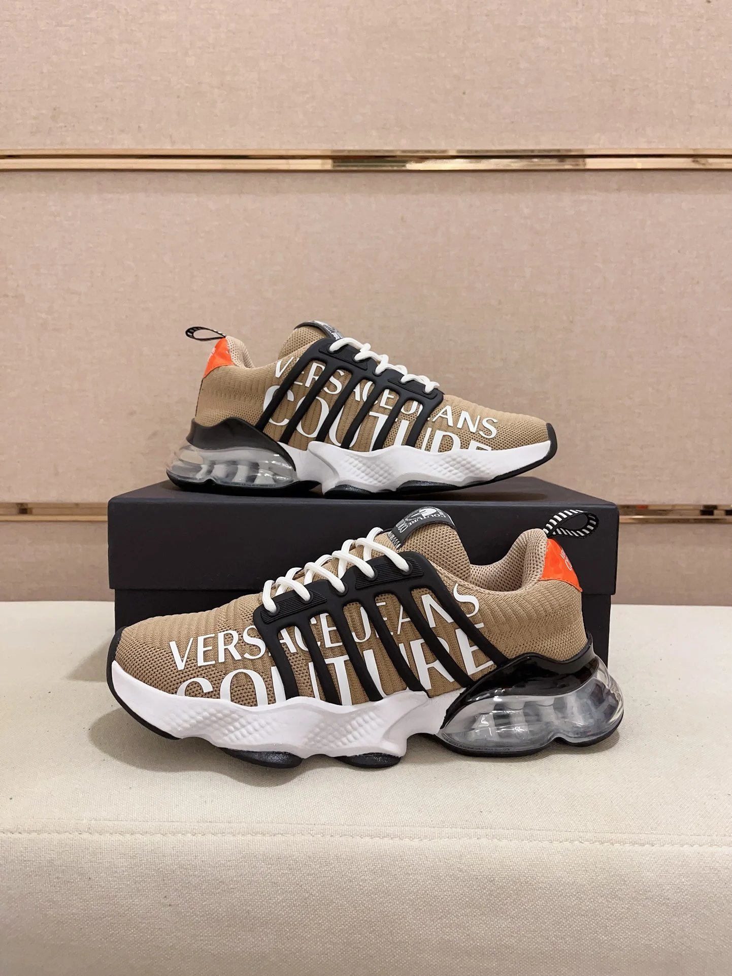 Luxury Knit Running Sneakers Sandstone - Gallery Image 7 - Detailed View