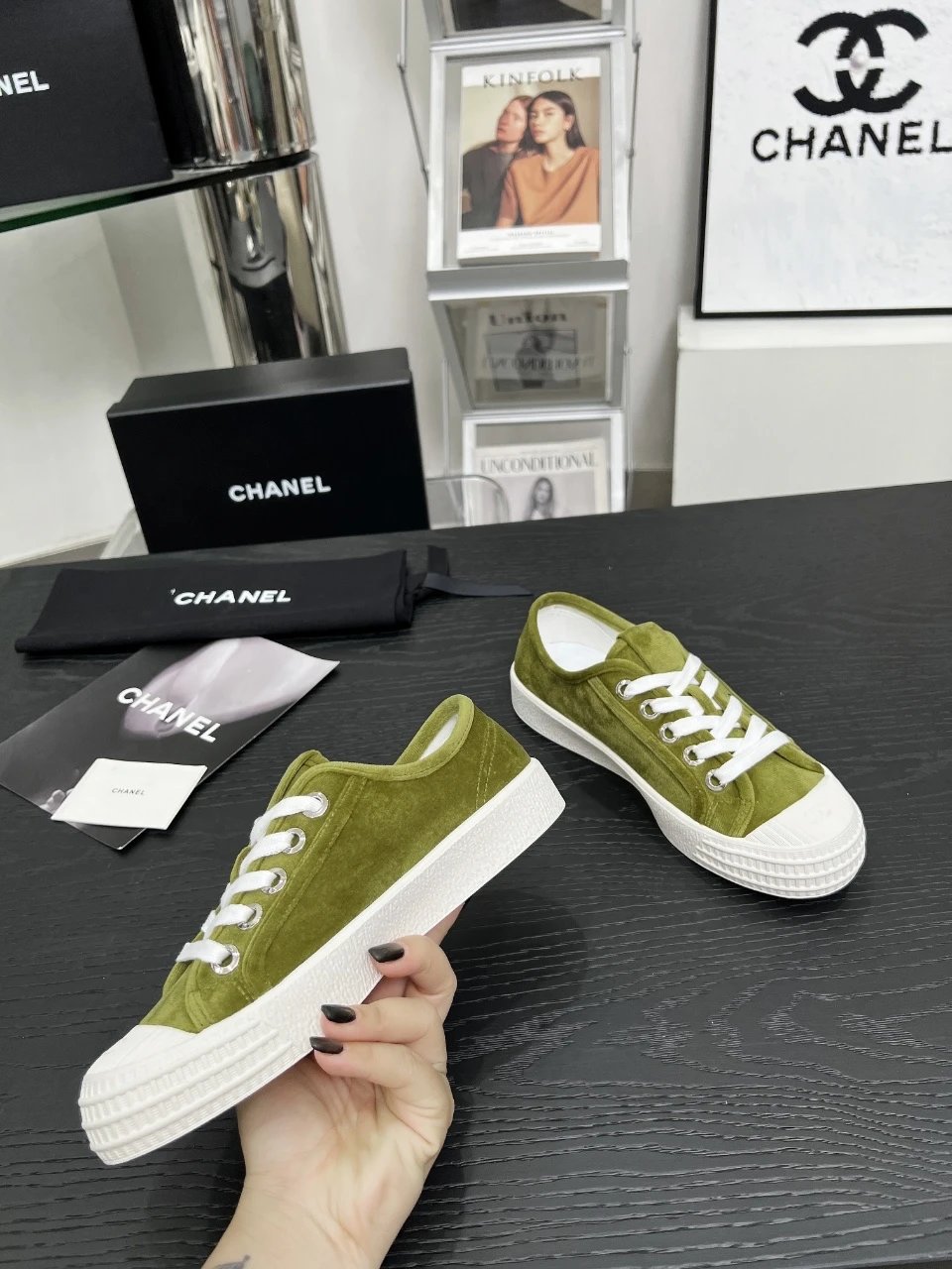 Chanel Vintage Sneakers Olive - Gallery Image 5 - Detailed View