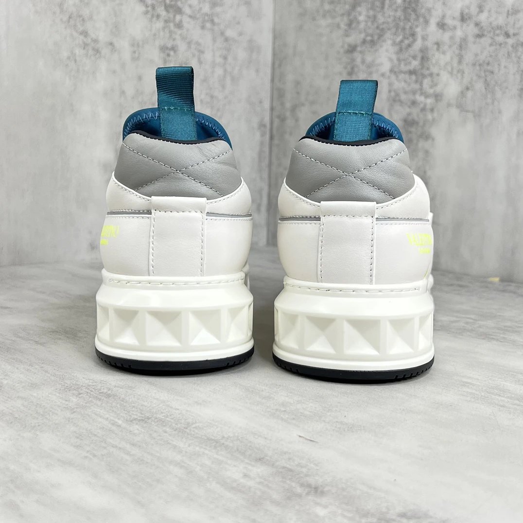 Chunky Leather Sneakers Grey White - Gallery Image 5 - Detailed View