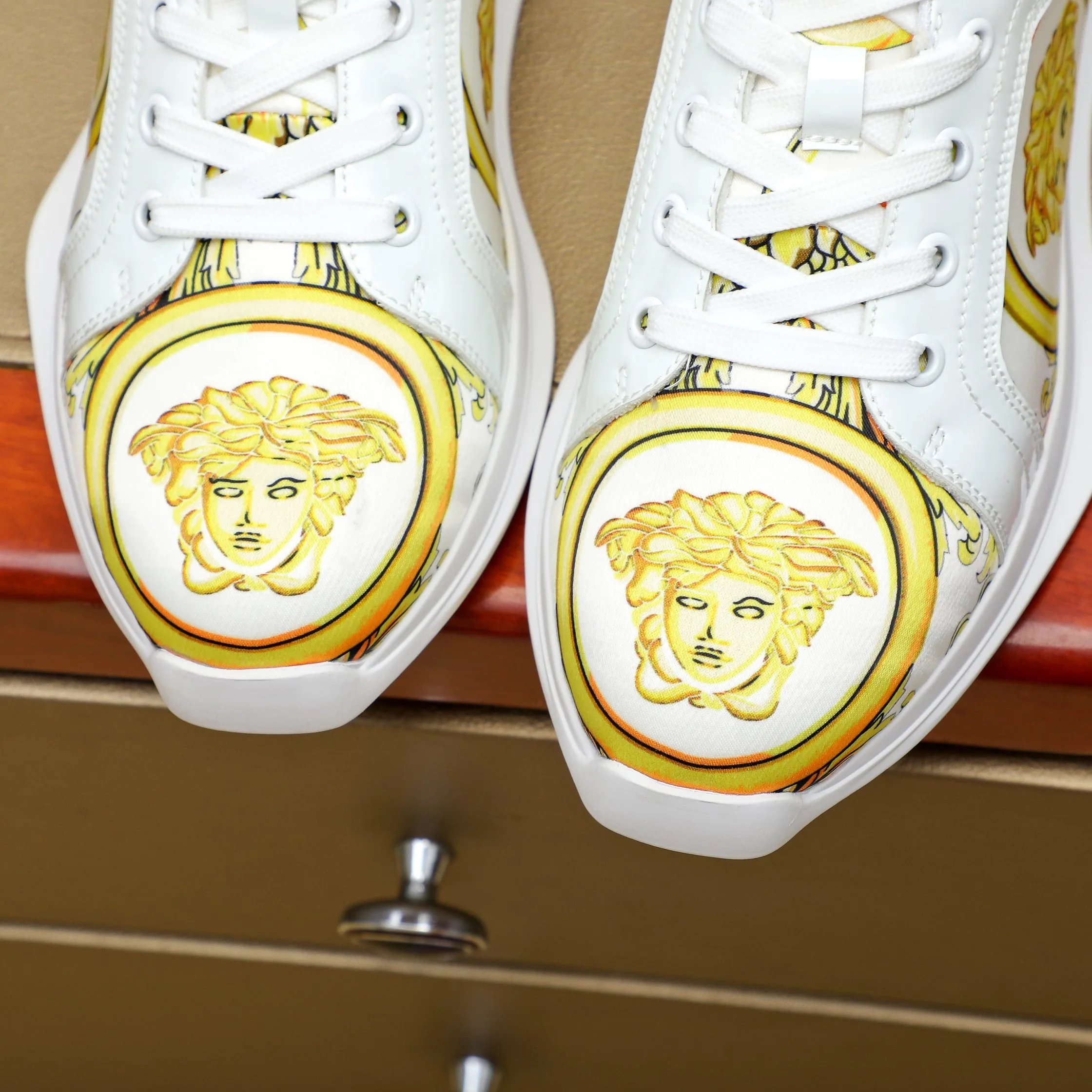 Luxury Lambskin Sneakers Baroque Gold - Gallery Image 6 - Detailed View