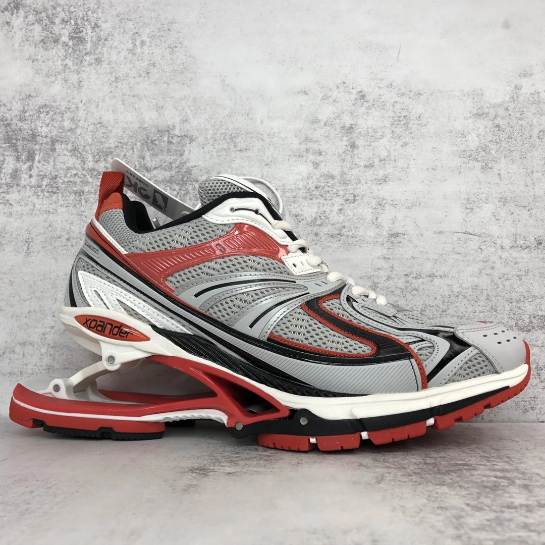 Mesh X-Pander Dad Sneakers with Spring Heel Silver Red - Gallery Image 6 - Detailed View