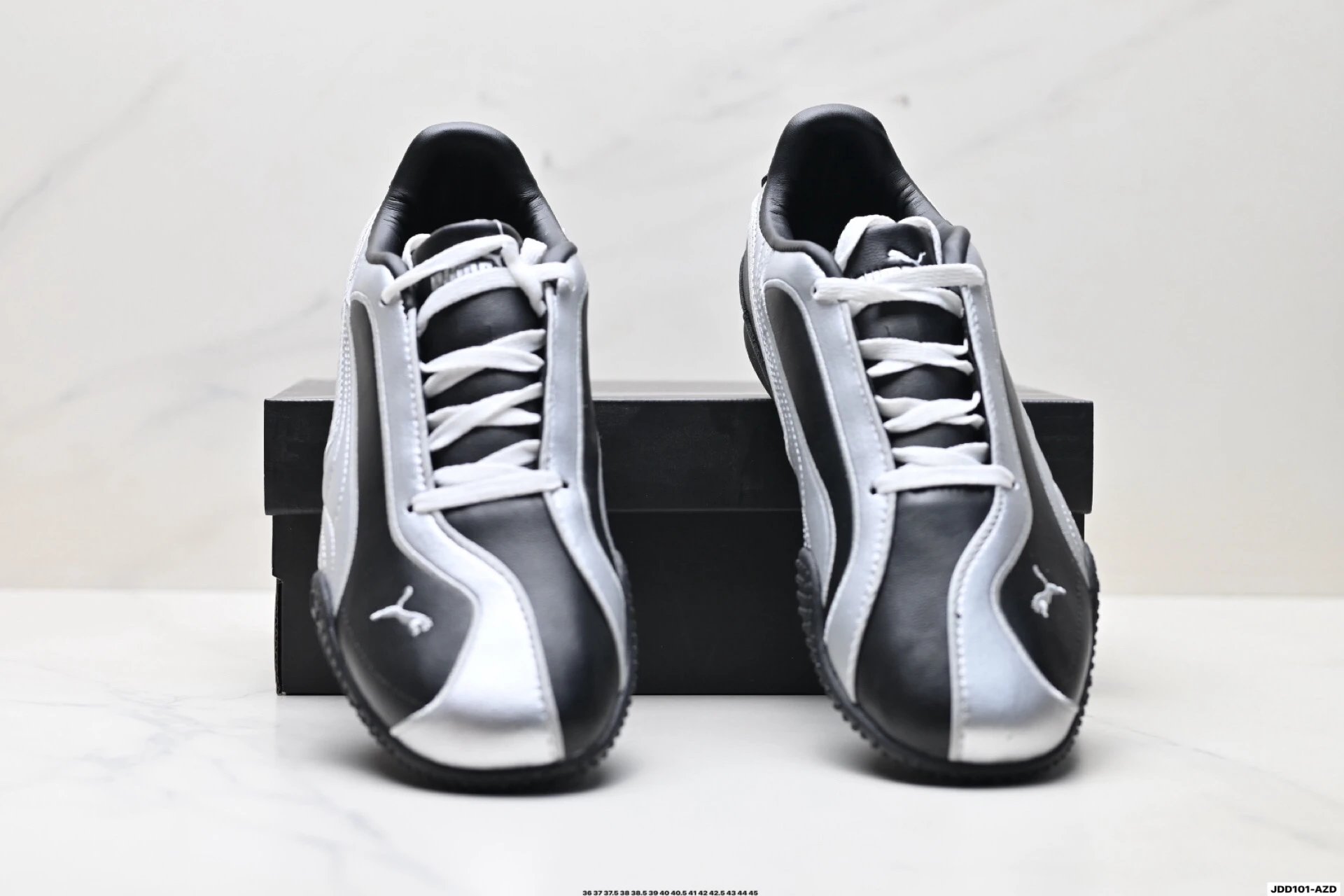 PUMA Bella V2 Leather Sneakers Black Silver - Gallery Image 7 - Detailed View