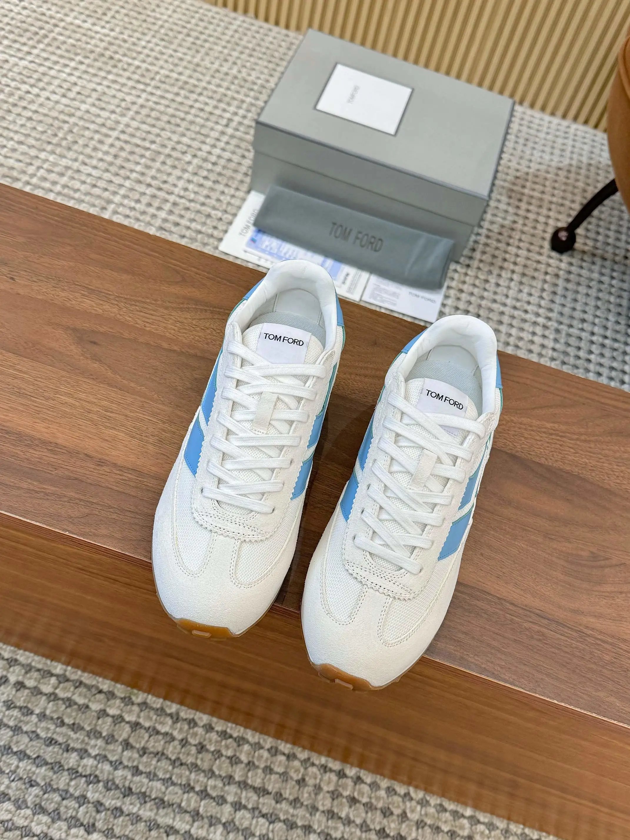 Retro Suede Mesh Sneakers Powder Blue - Gallery Image 9 - Detailed View