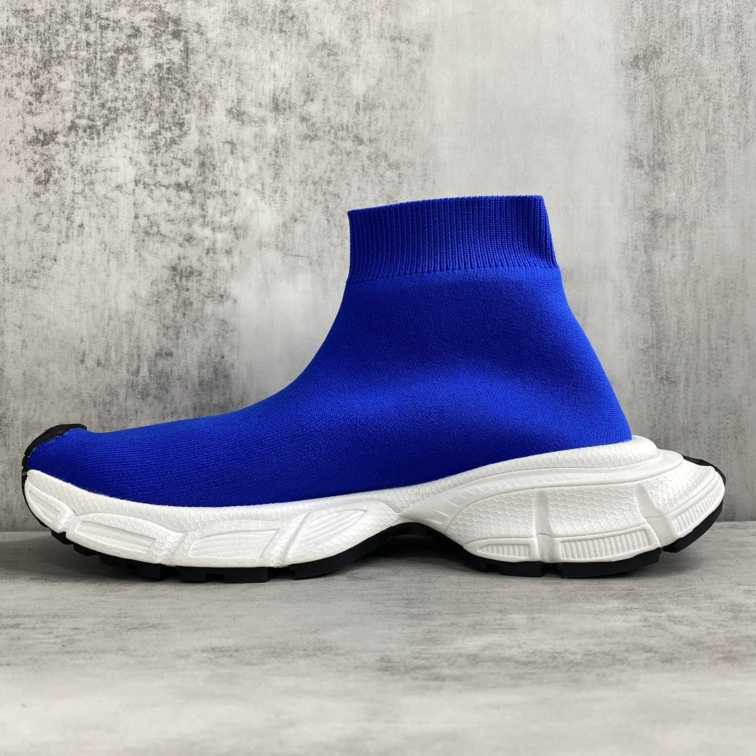 Chunky Knit Sock Sneakers Retro Sport Shoes Azure Blue - Gallery Image 7 - Detailed View