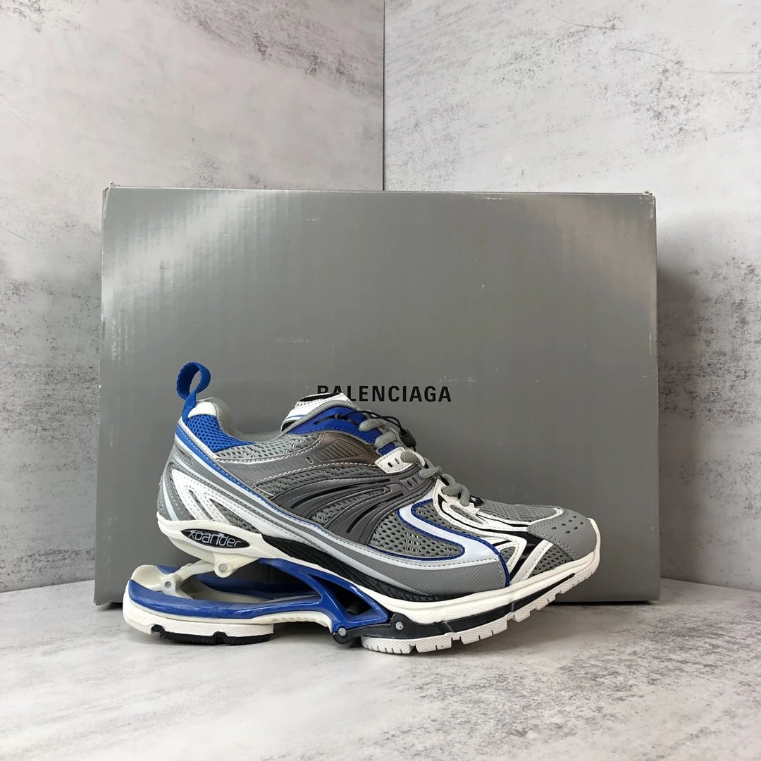 Mesh X-Pander Dad Sneakers with Spring Heel Grey Blue - Gallery Image 1 - Detailed View