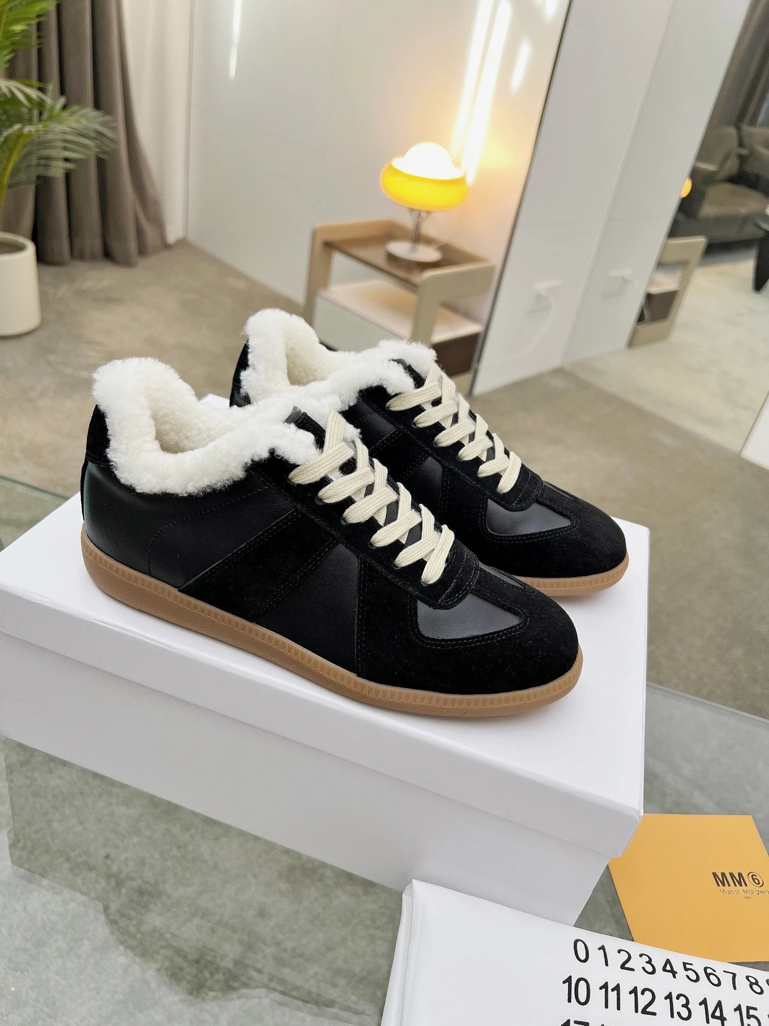 Maison Margiela MM6 Shearling Sneakers Black - High Quality Product Image - Cnfans
