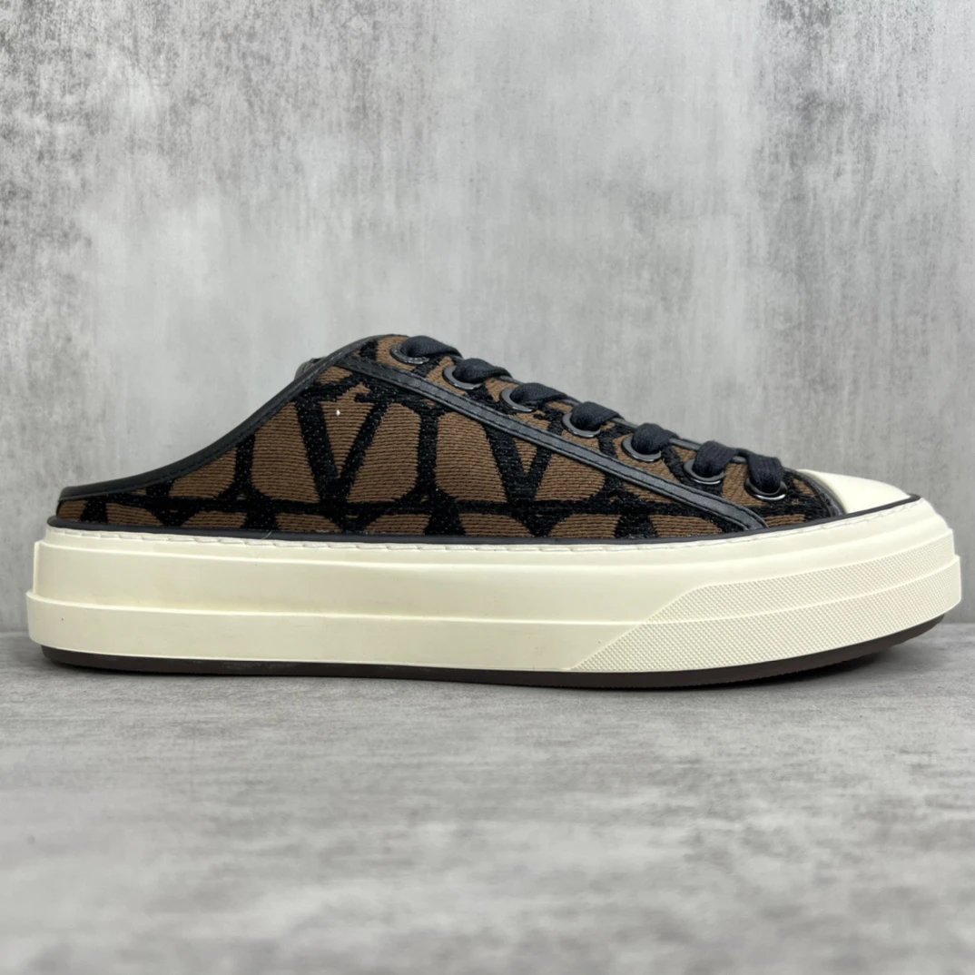 Low Top Canvas Sneakers with Leather Trim Chestnut Brown - Gallery Image 6 - Detailed View