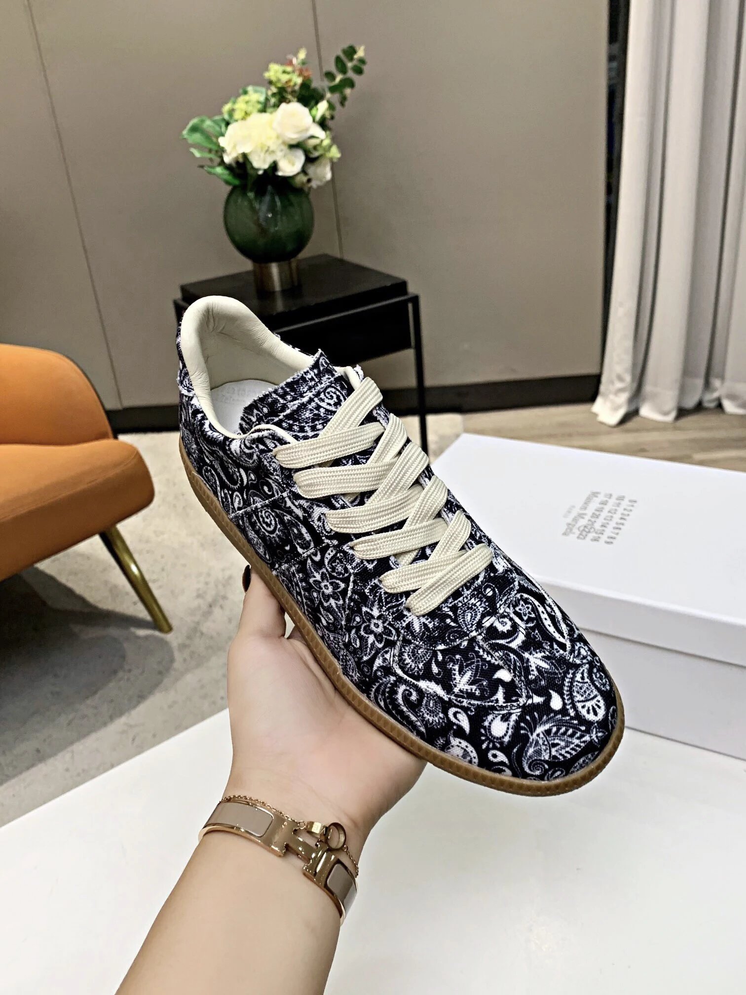 Maison Margiela MM6 Paisley Trainers Blue - Gallery Image 4 - Detailed View