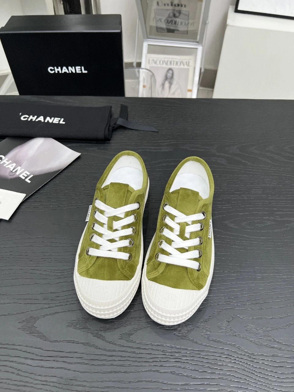 Chanel Vintage Sneakers Olive - Gallery Image 3 - Detailed View