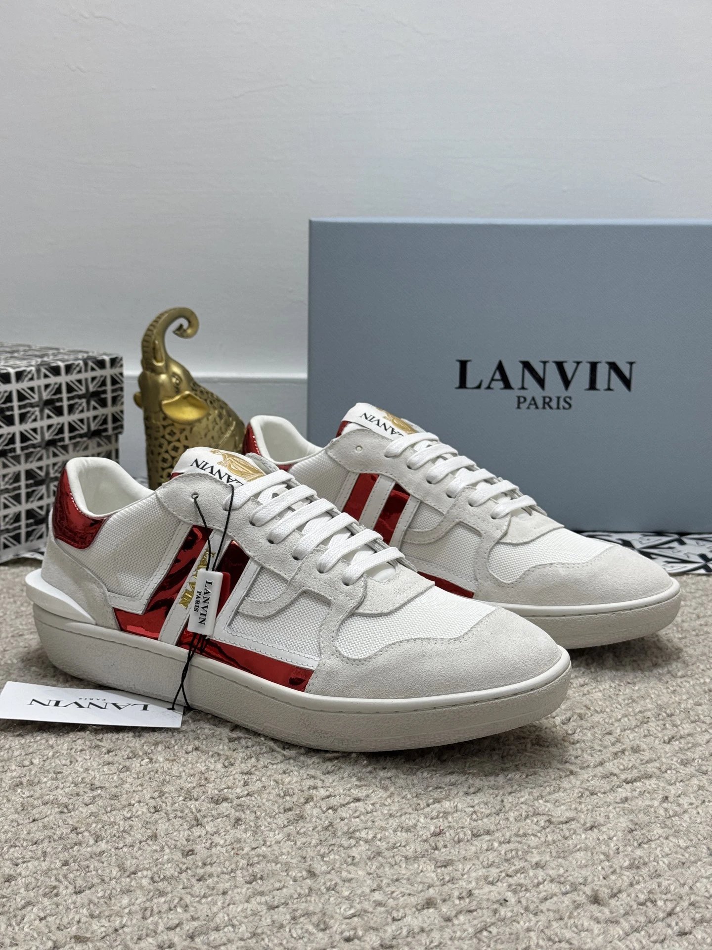 Lanvin Bumper Sneakers White Red - Gallery Image 1 - Detailed View