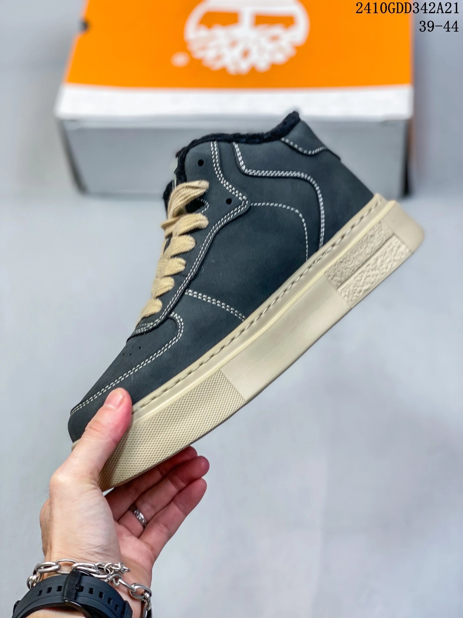 High Top Leather Sneakers Charcoal - Gallery Image 3 - Detailed View