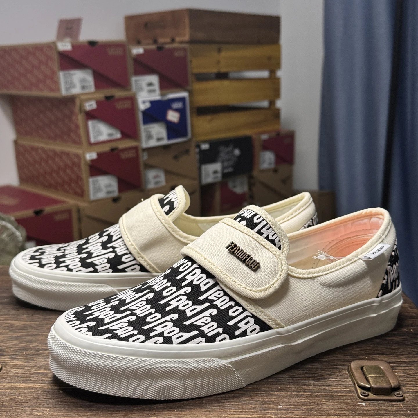 Slip On Suede Skate Shoes Ivory Black - Gallery Image 1 - Detailed View