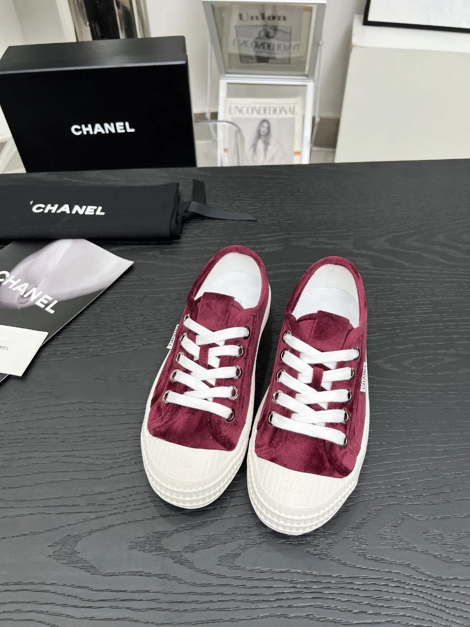 Chanel Vintage Burgundy Sneakers - Gallery Image 4 - Detailed View