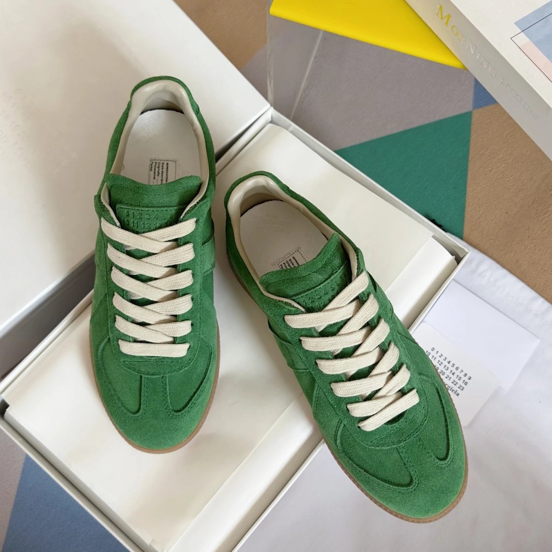 Maison Margiela MM6 German Trainers Green - Gallery Image 2 - Detailed View