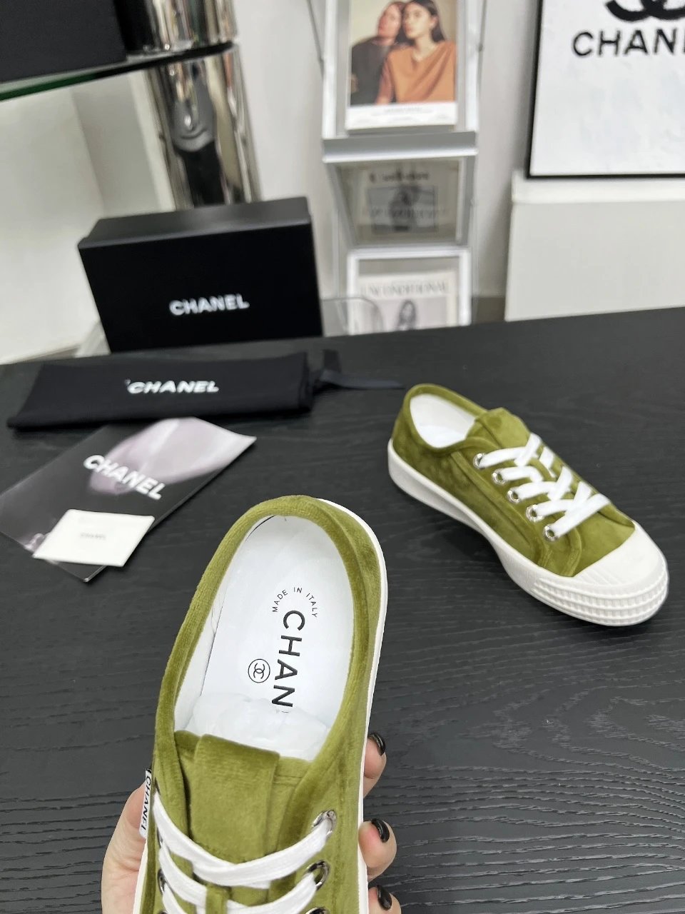 Chanel Vintage Sneakers Olive - Gallery Image 8 - Detailed View