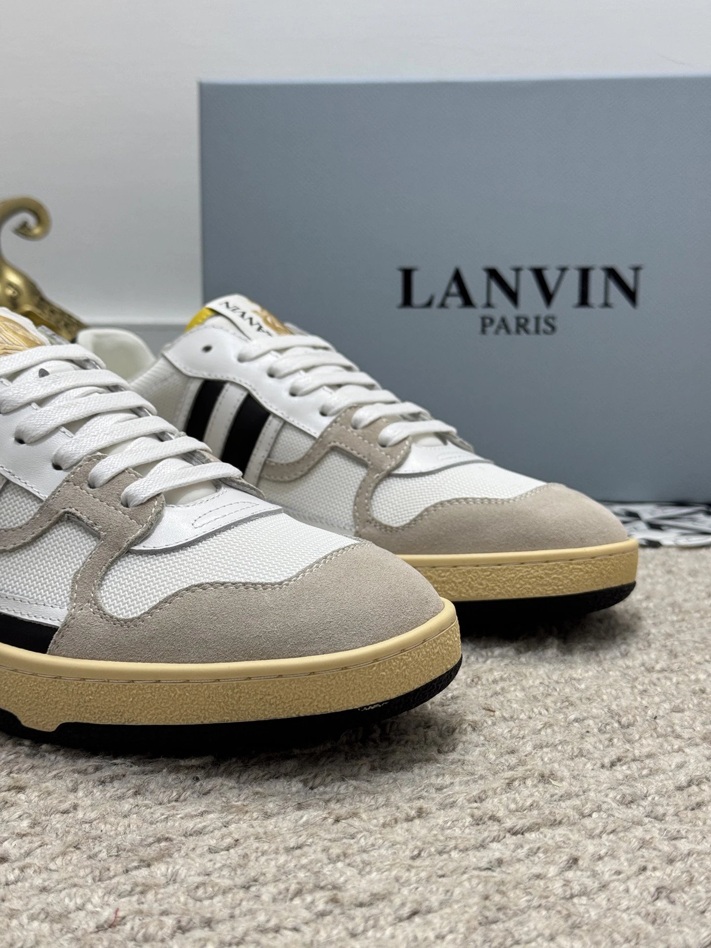 Lanvin Bumper Sneakers White Black - Gallery Image 4 - Detailed View
