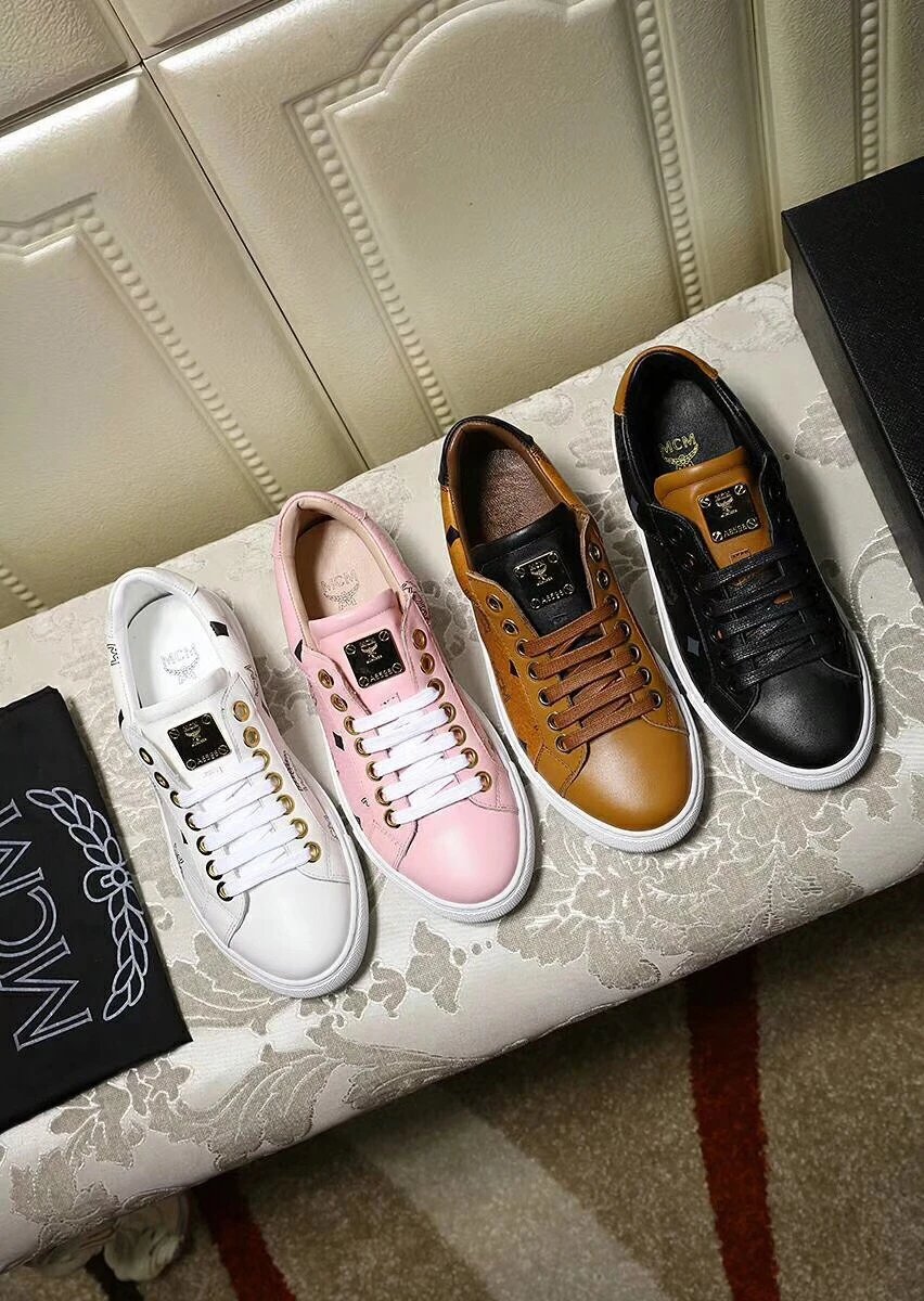 MCM Classic Leather Sneakers Brown - Gallery Image 8 - Detailed View