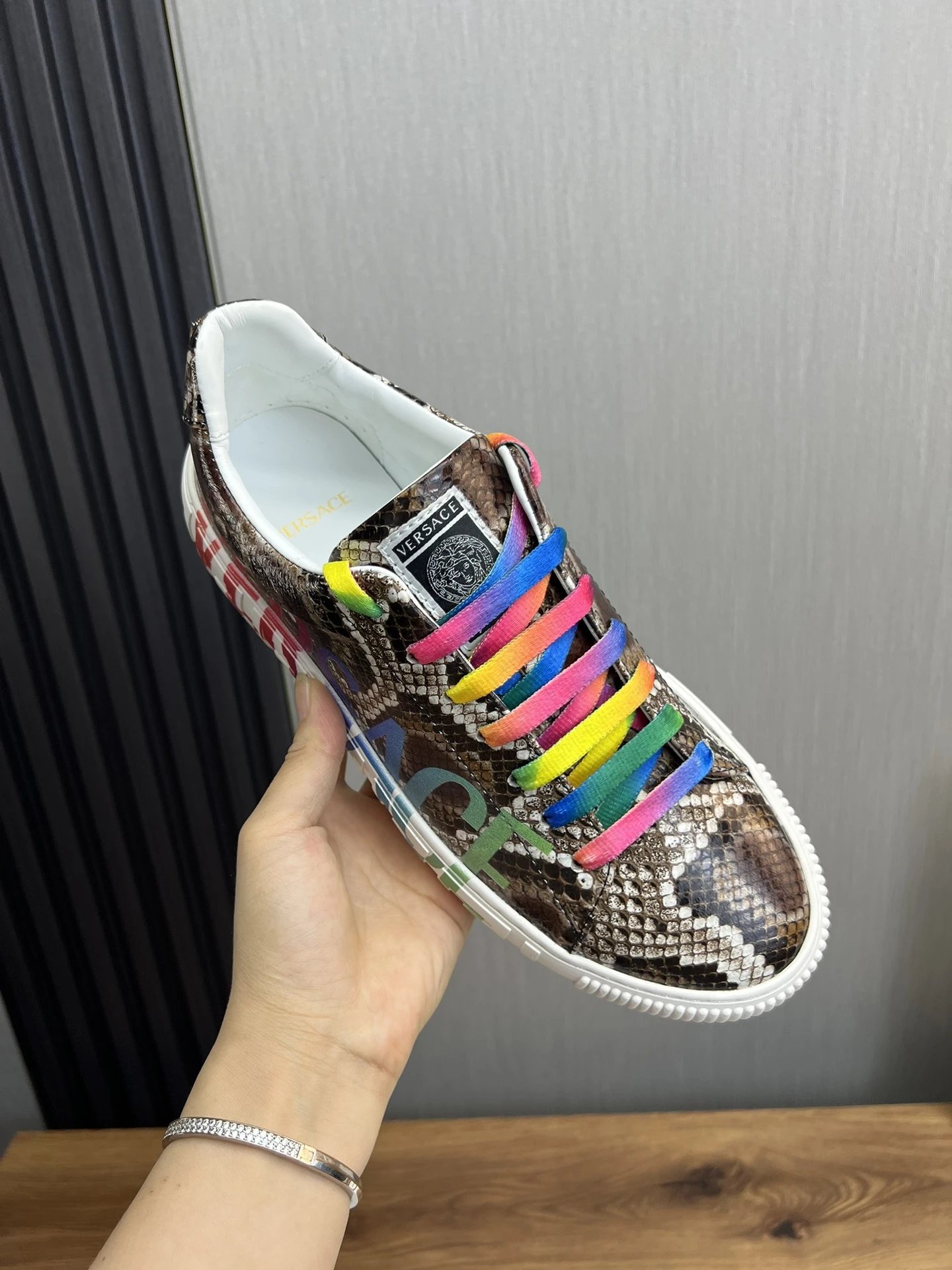 Luxury Python Leather Sneakers Rainbow - Gallery Image 8 - Detailed View