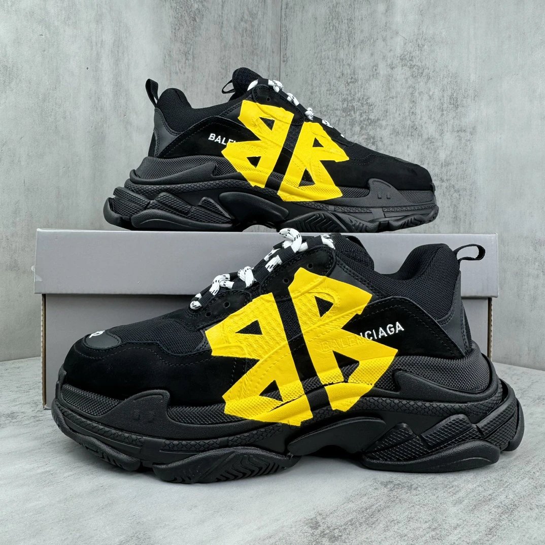 Chunky Mesh Dad Sneakers with TPU Sole Black Yellow - Gallery Image 9 - Detailed View