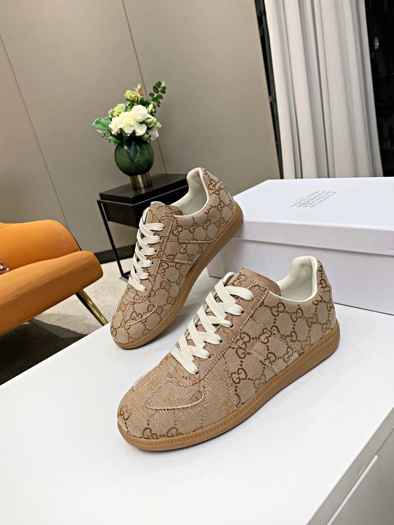 Maison Margiela MM6 Paisley Trainers Beige - Gallery Image 7 - Detailed View