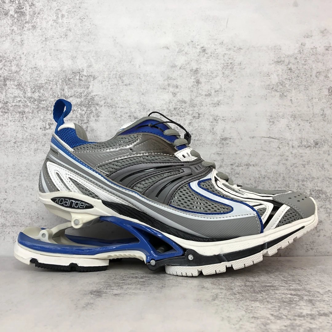 Mesh X-Pander Dad Sneakers with Spring Heel Grey Blue - Gallery Image 6 - Detailed View