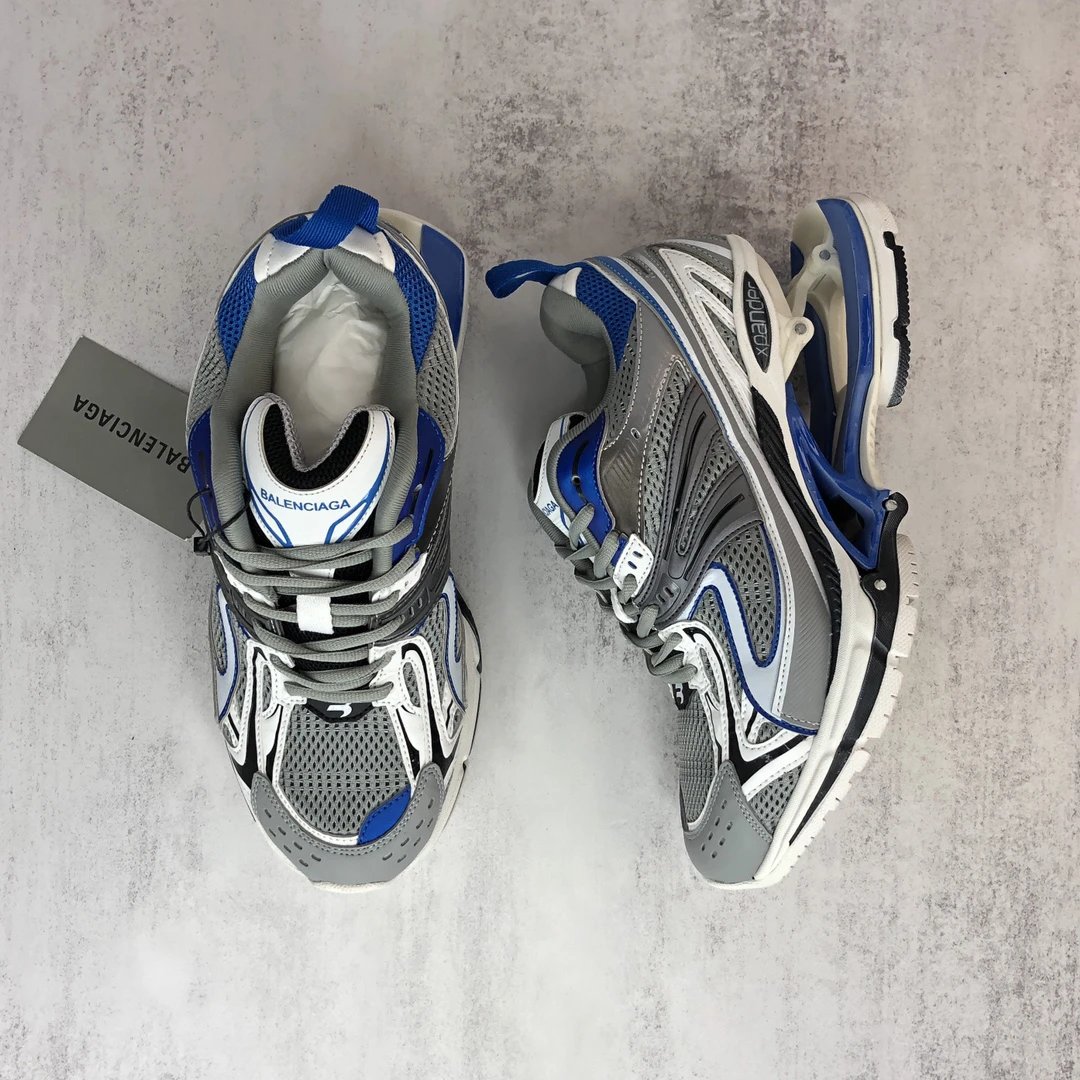 Mesh X-Pander Dad Sneakers with Spring Heel Grey Blue - Gallery Image 3 - Detailed View