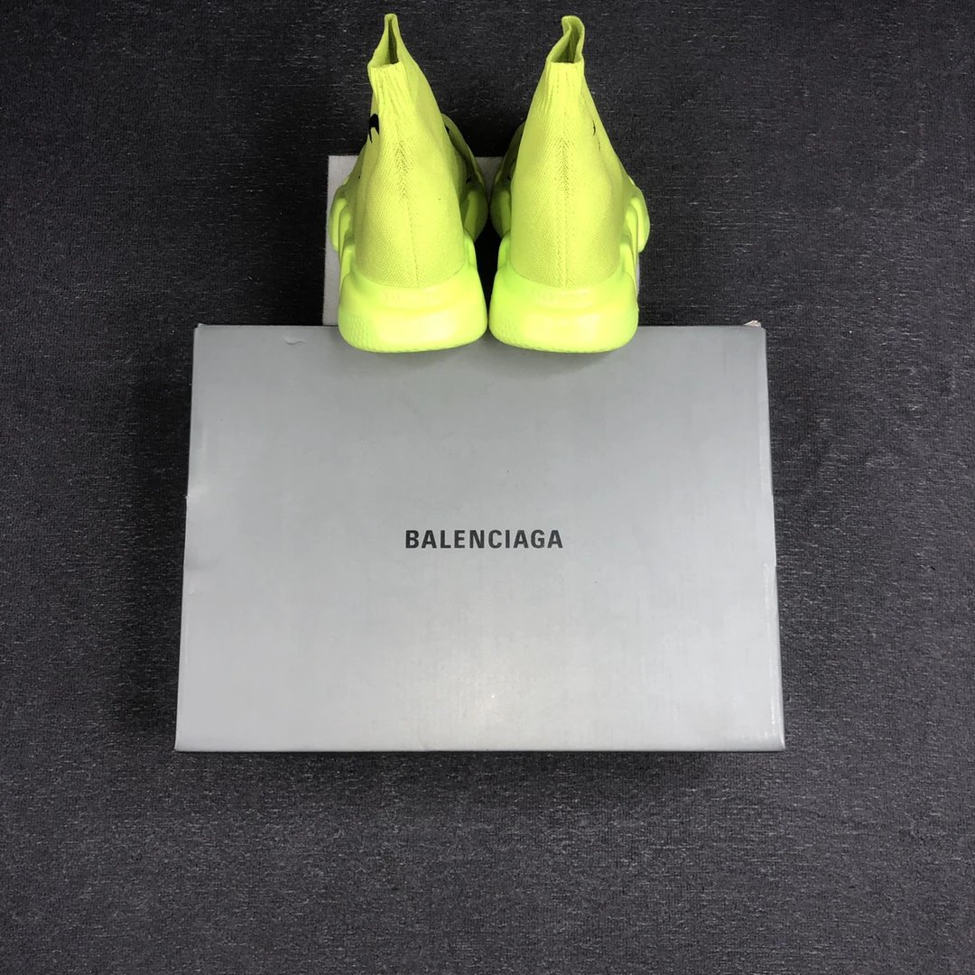 Unisex Knit Sock Sneakers TPU Sole Neon Chartreuse - Gallery Image 9 - Detailed View