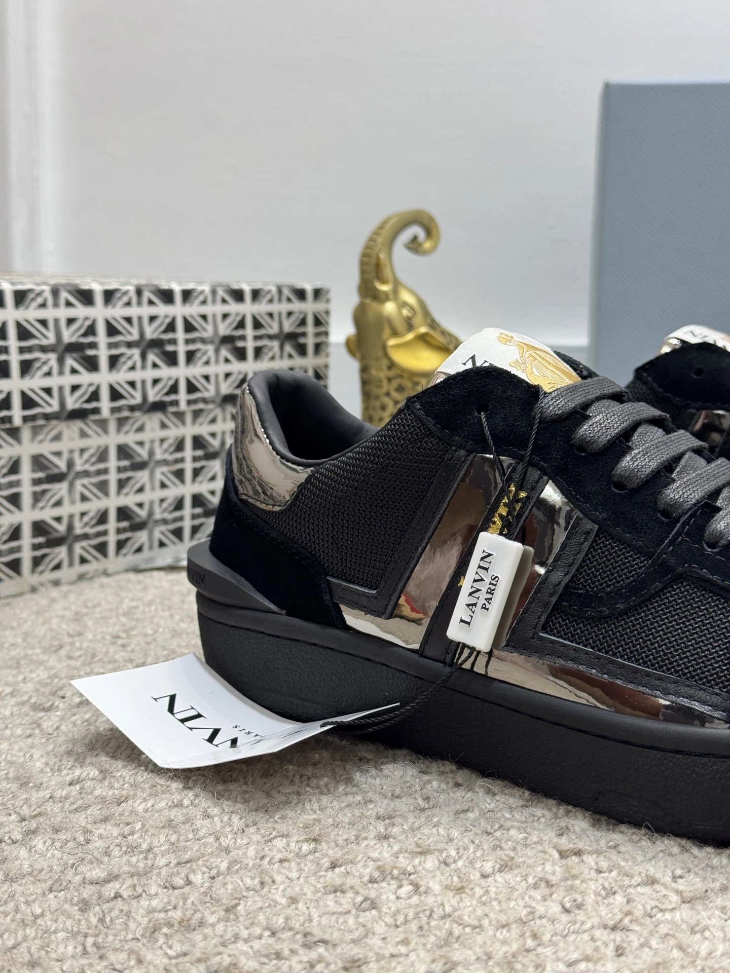 Lanvin Bumper Sneakers Black Silver - Gallery Image 4 - Detailed View