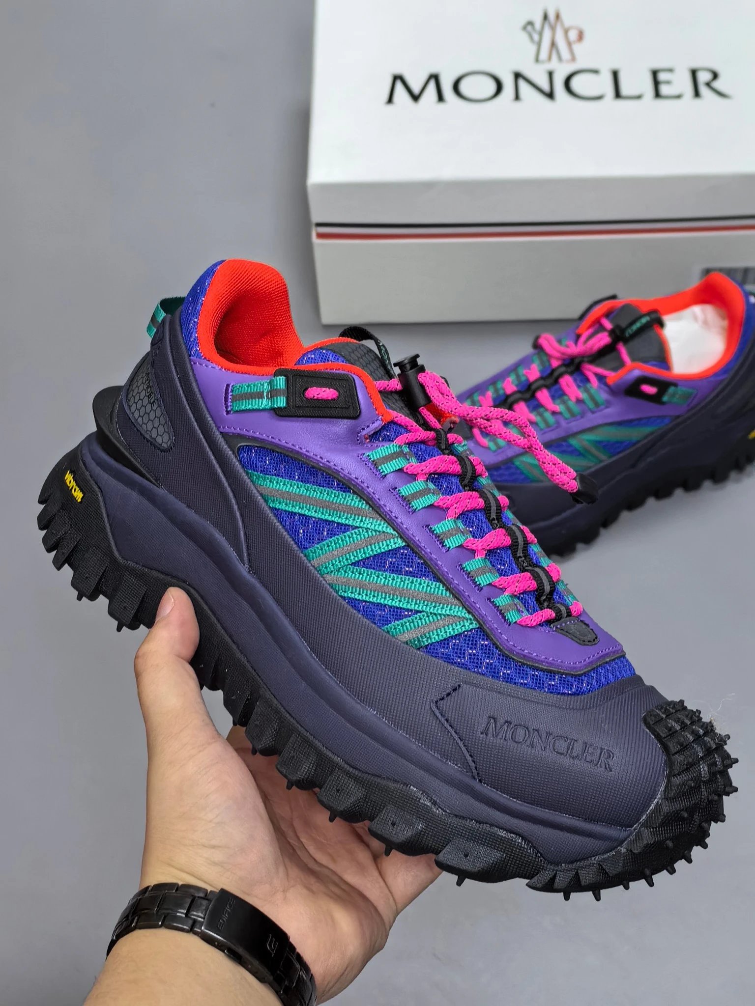 Moncler Trailgrip GTX Rubber Sneakers Blue Purple - Gallery Image 2 - Detailed View