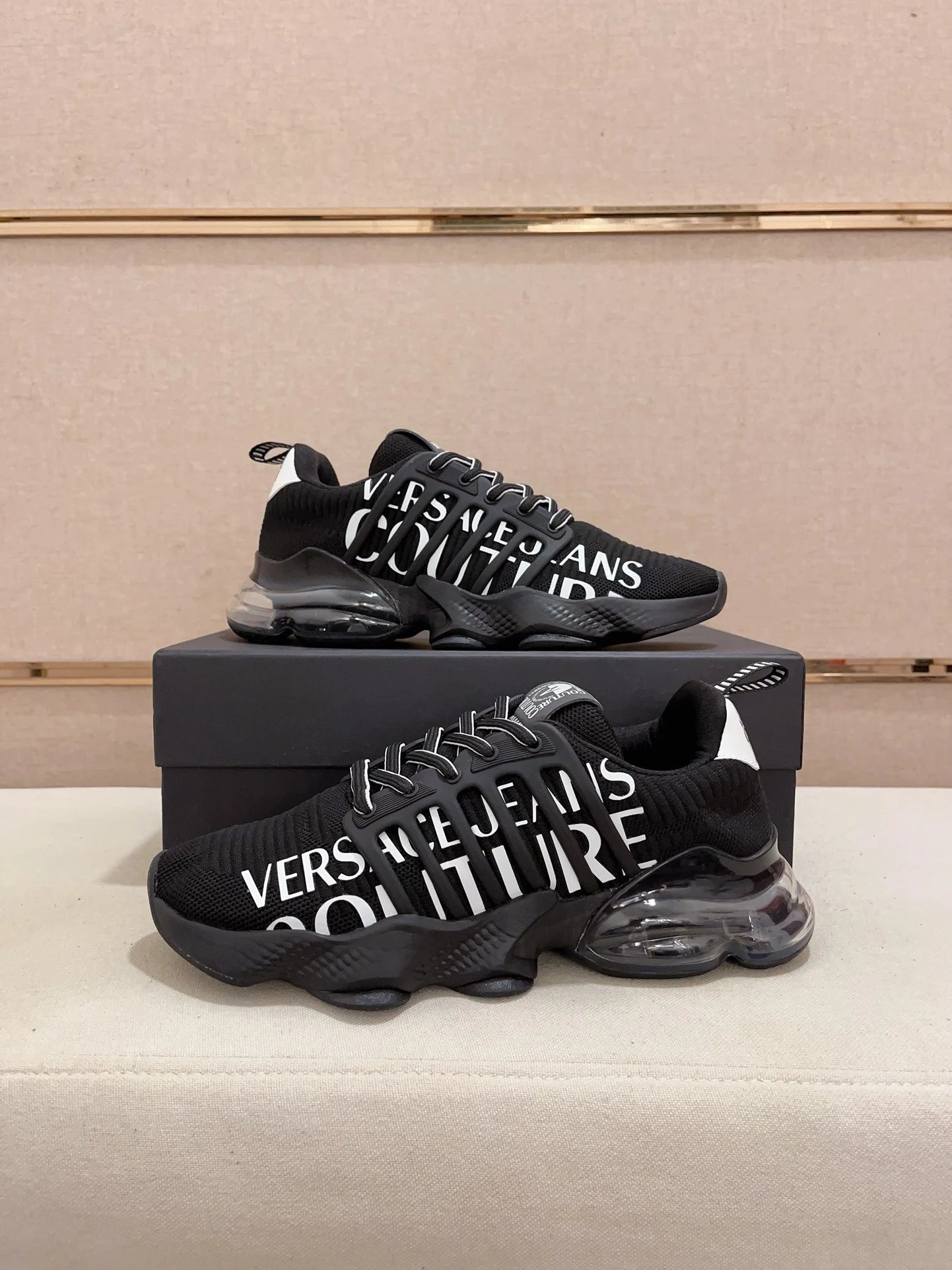 Luxury Knit Sneakers Charcoal Black - Gallery Image 7 - Detailed View