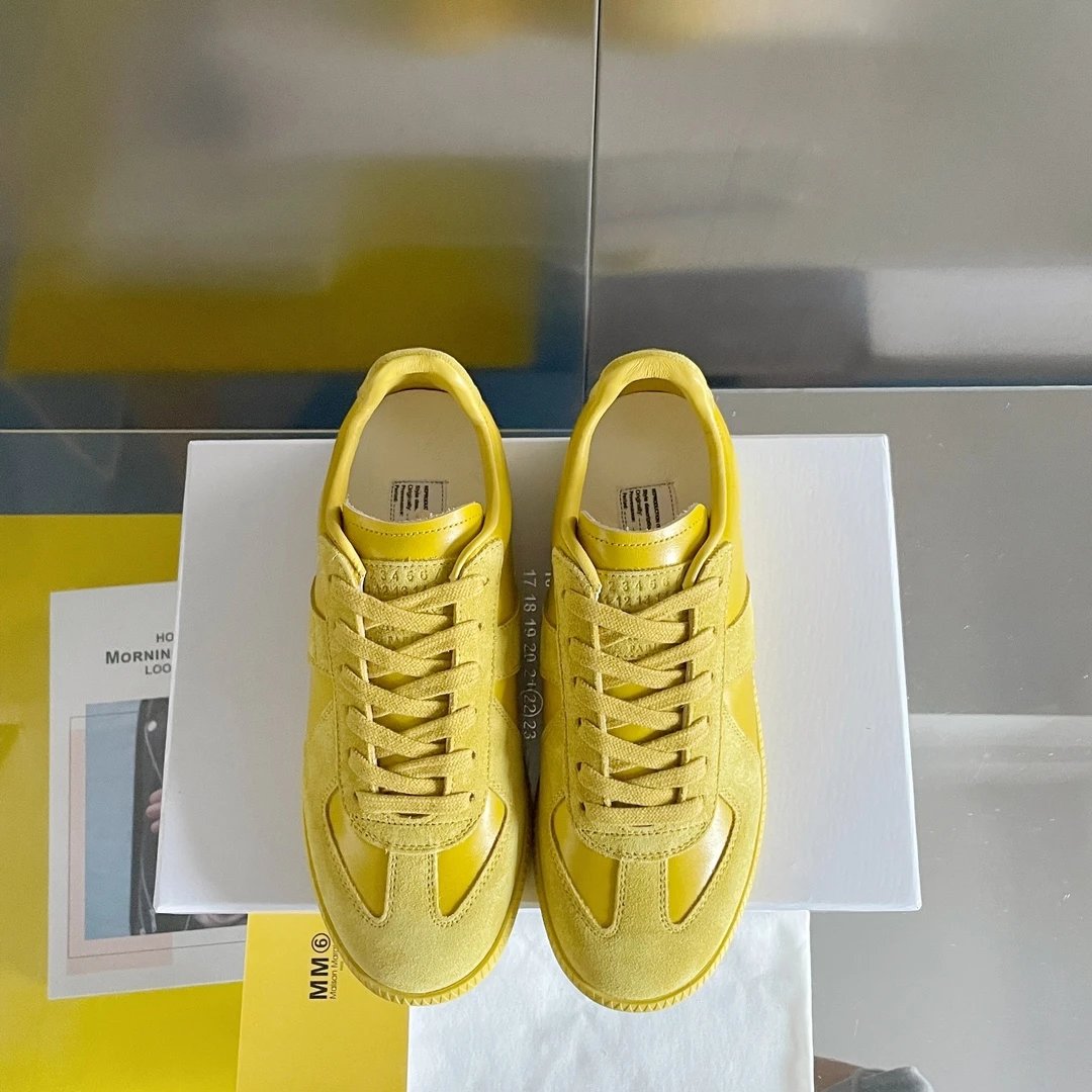 Maison Margiela MM6 Yellow German Trainers - Gallery Image 7 - Detailed View
