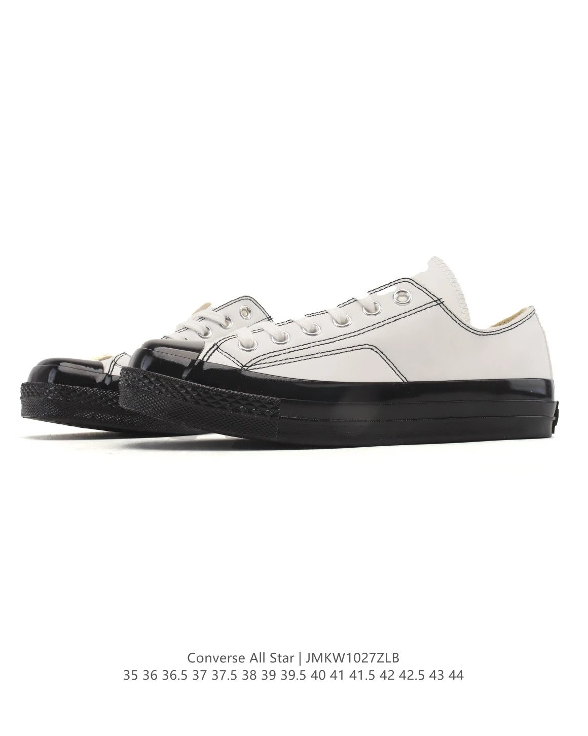 Vintage Leather Low Top Sneakers Ebony Ivory - Gallery Image 2 - Detailed View