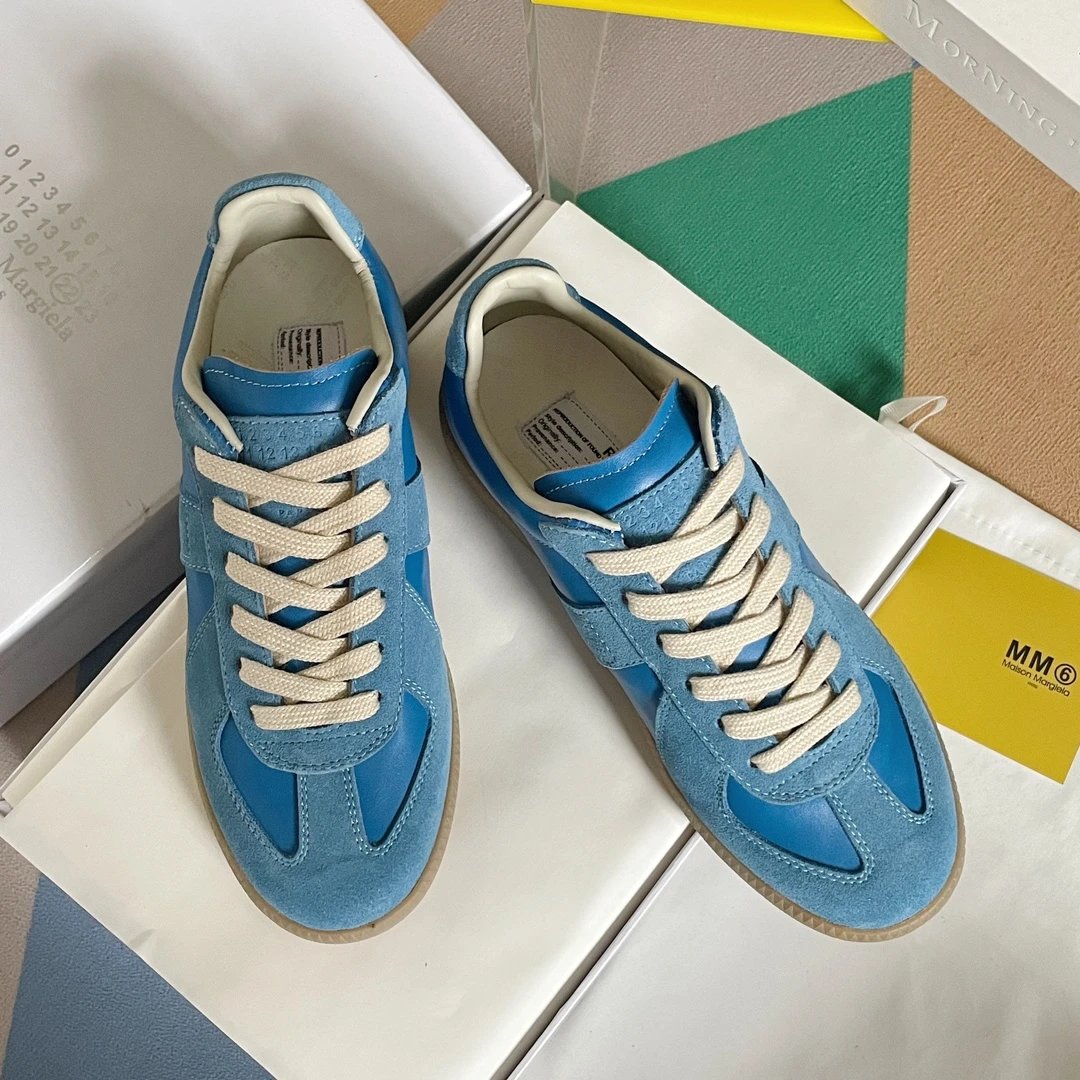 Maison Margiela MM6 Blue German Trainers - Gallery Image 2 - Detailed View