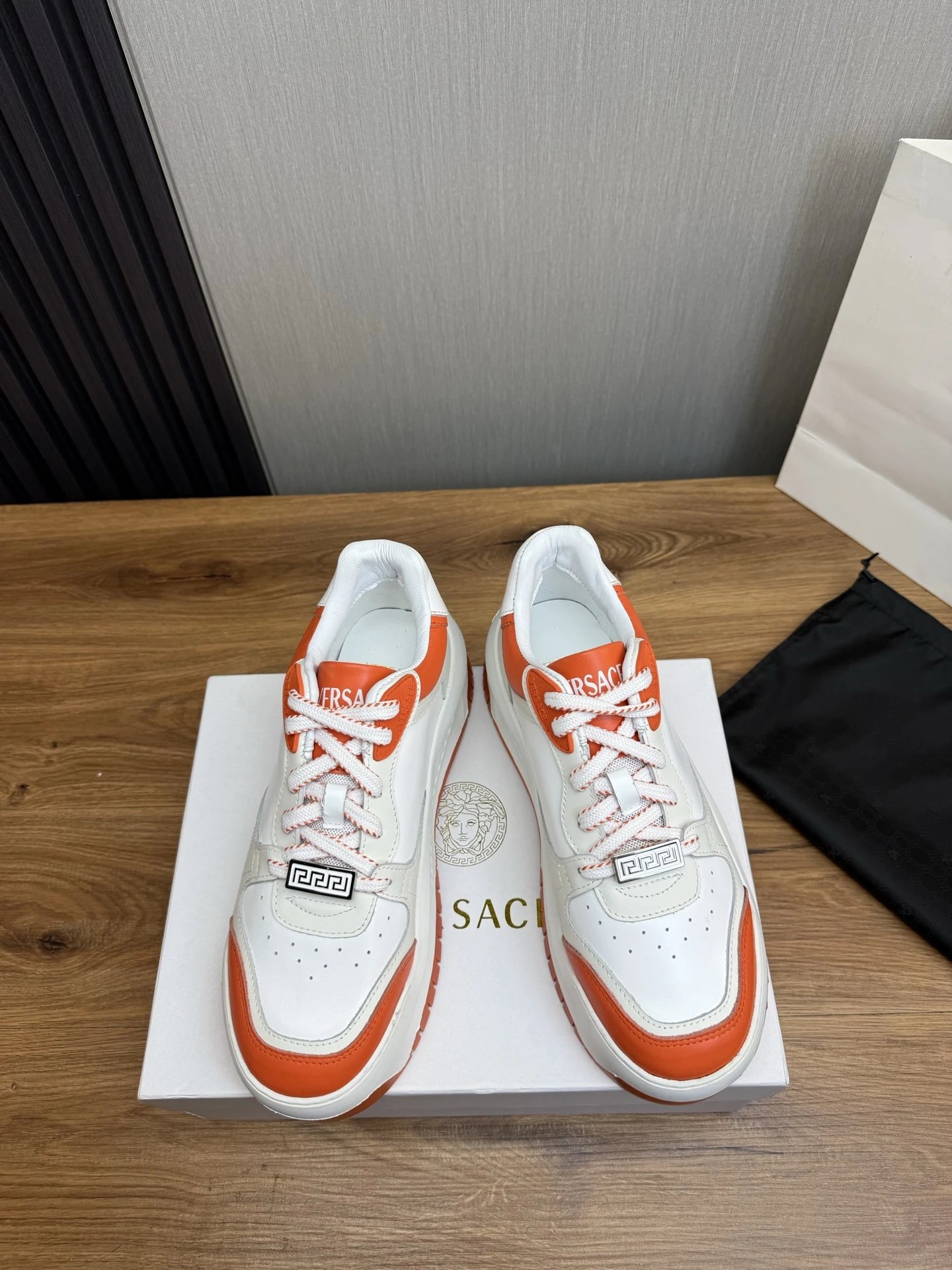 Luxury Leather Sneakers Burnt Orange - Gallery Image 2 - Detailed View
